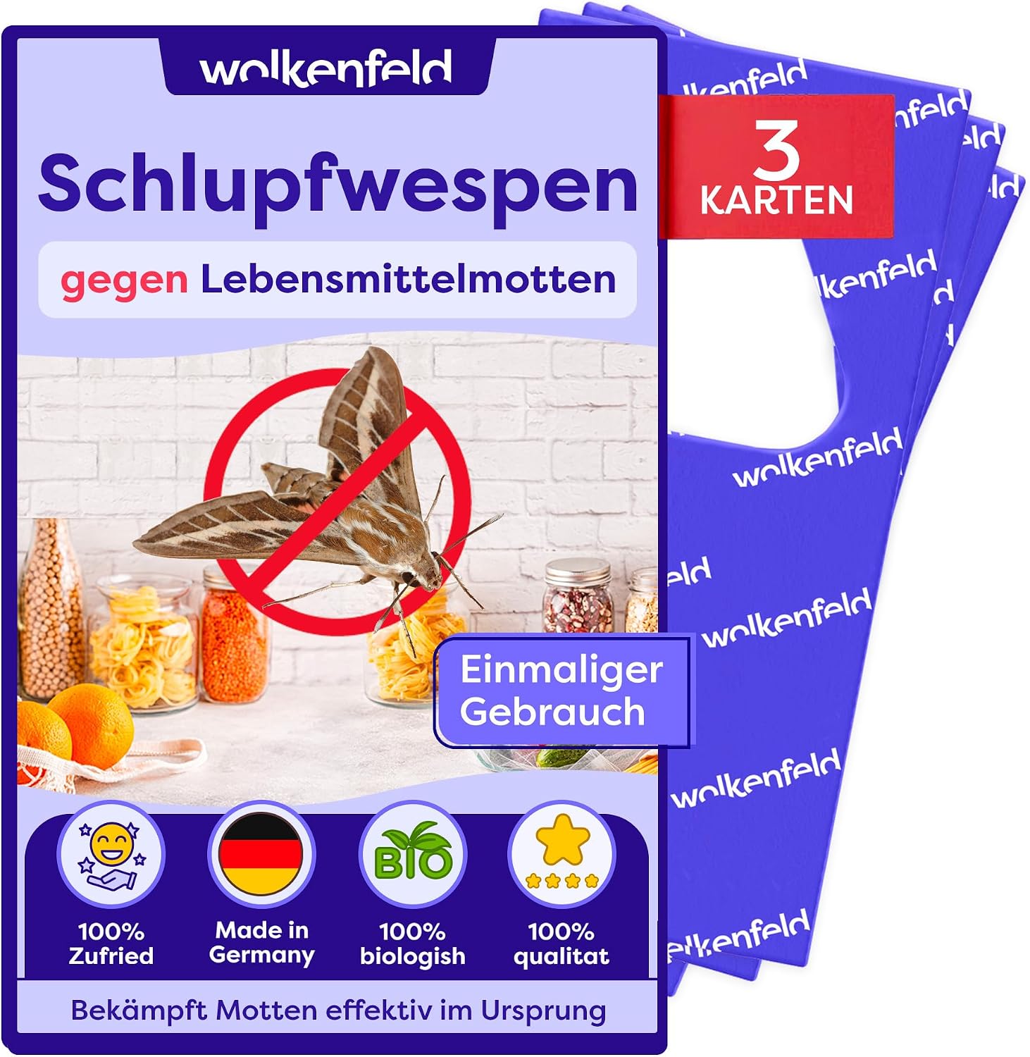 Thumbnail 2 de Wolkenfeld Schlupfwespen gegen Lebensmittelmotten – 4 Karten mit 1 Lieferung, natürliche Mottenbekämpfung