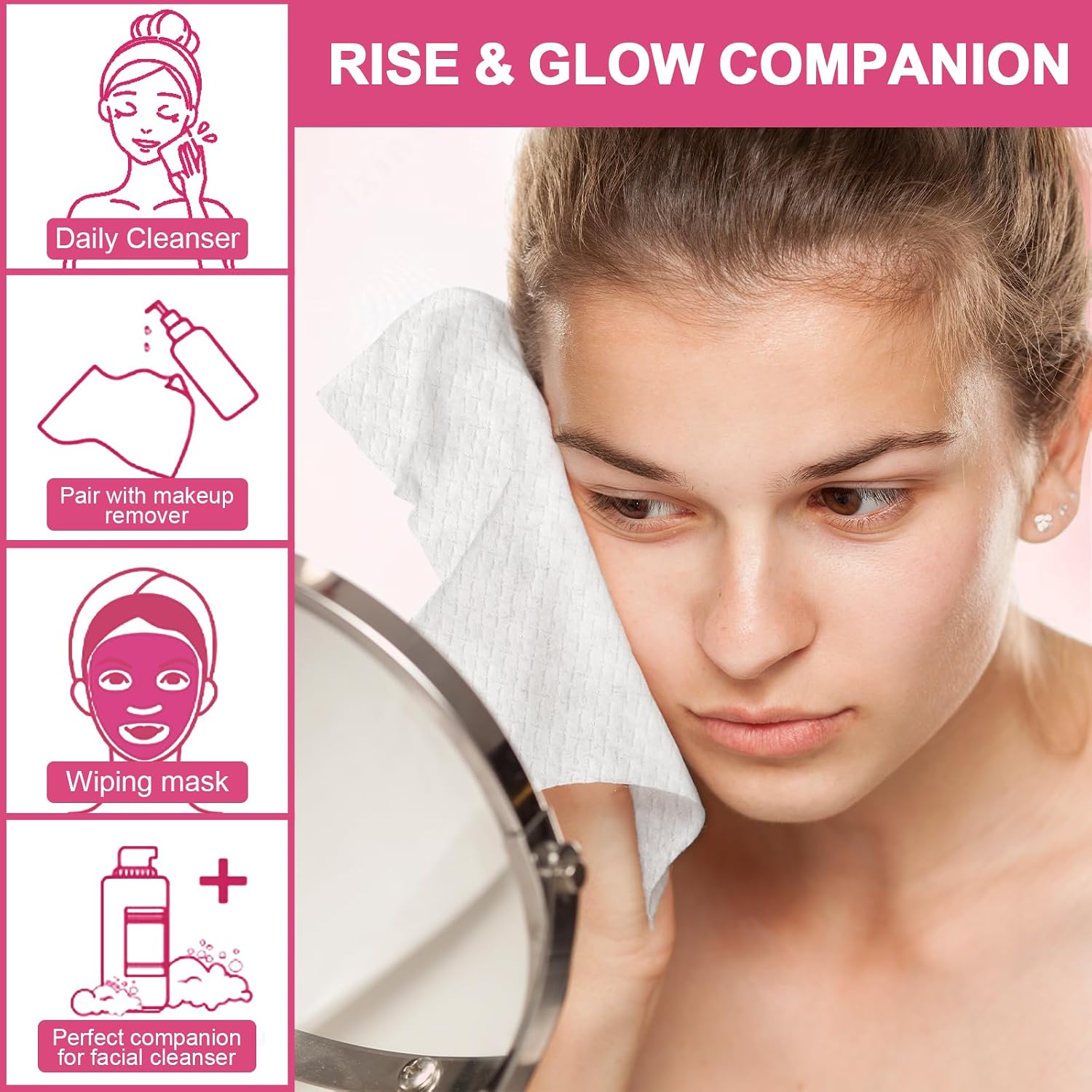 Detalle de FACEMADE 120 Count Disposable Face Towels (100% Biobased Face Towelettes)