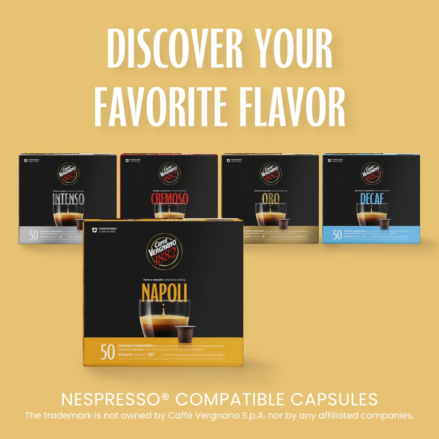 Detalle de Caffè Vergnano 1882 Èspresso Compostable Capsules – 50 for Nespresso & Èspresso1882 TRÈ