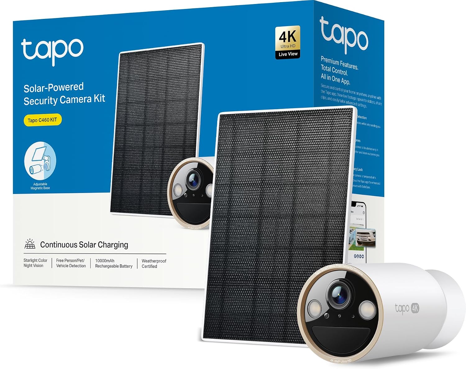 Detalle de Tapo C460 KIT 4K Solar-Überwachungskamera 8MP mit 10000‑mAh-Akku