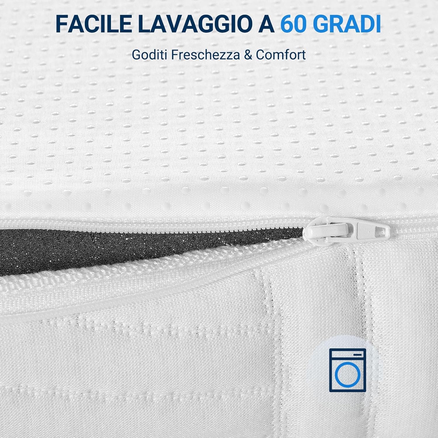 Detalle de Avenco Topper Materasso 140x190 7.5 cm — Sovramaterasso in Schiuma Comfort e Coprimaterasso Lavabile