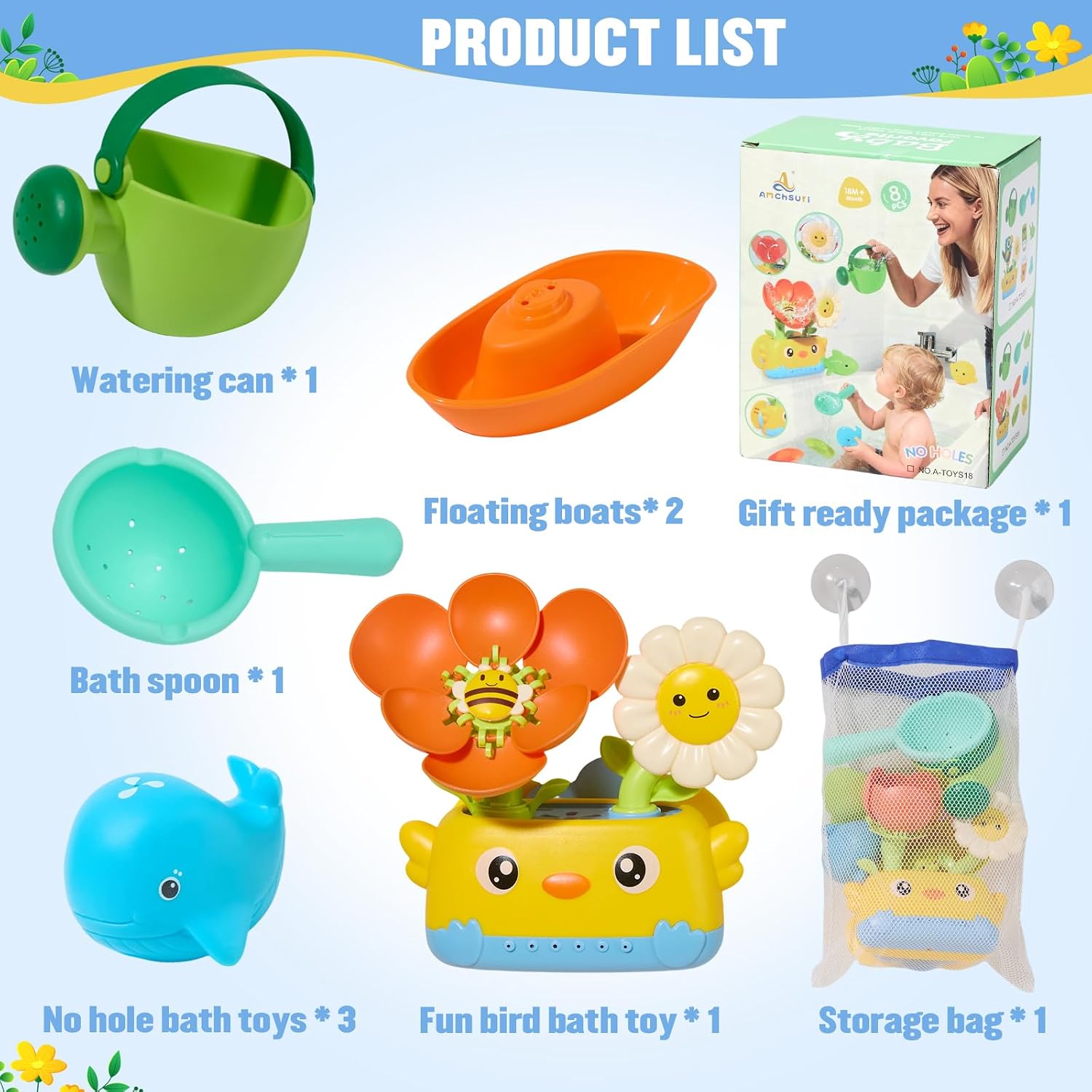 Thumbnail 5 de Toddler Bath Toys for 1–4 Year Olds: Blooming Flower Bath Set with Watering Can & Accessories