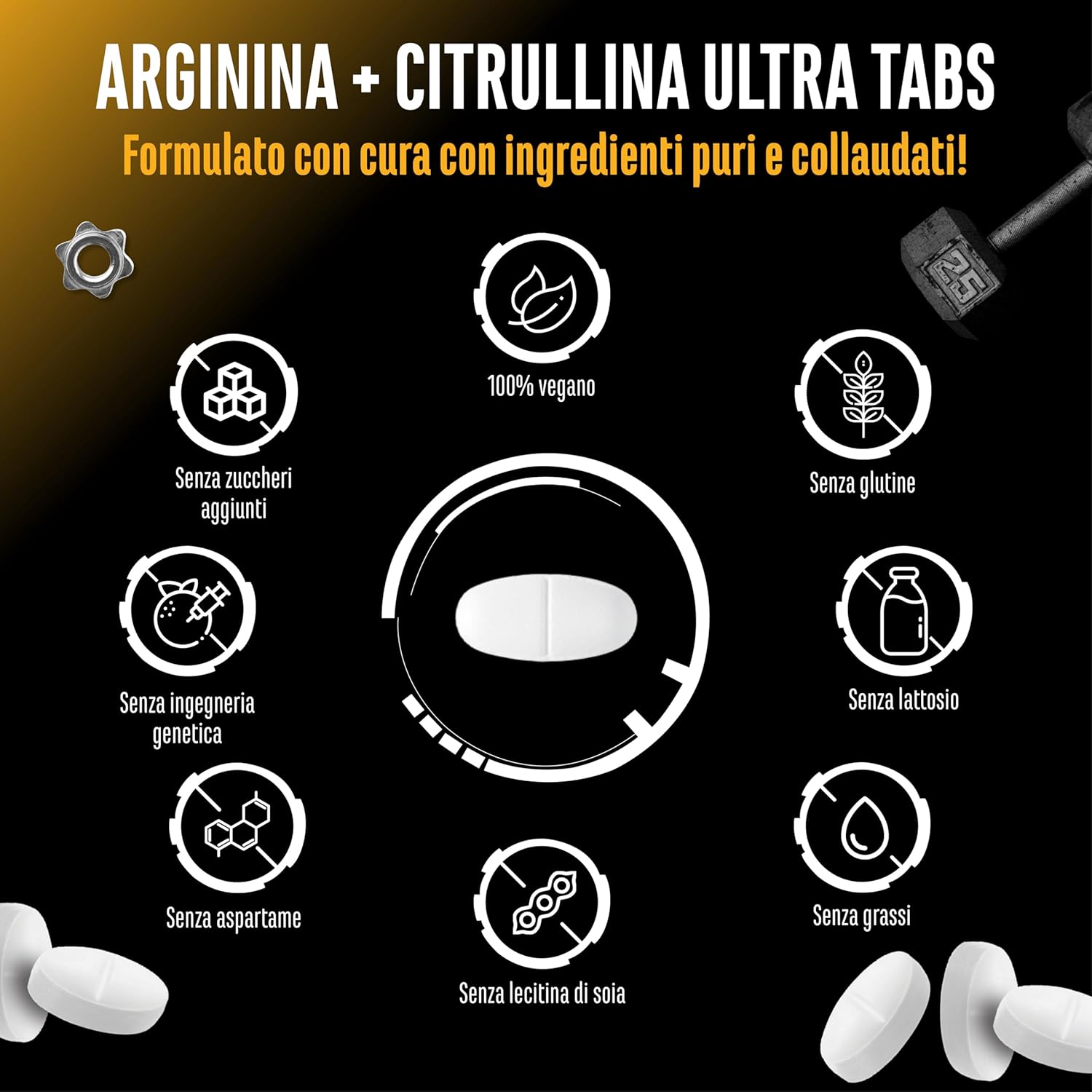 Thumbnail 3 de L-Arginina + L-Citrullina Ultra Compresse – 300 compresses 1100 mg, formula ad alto dosaggio vegan