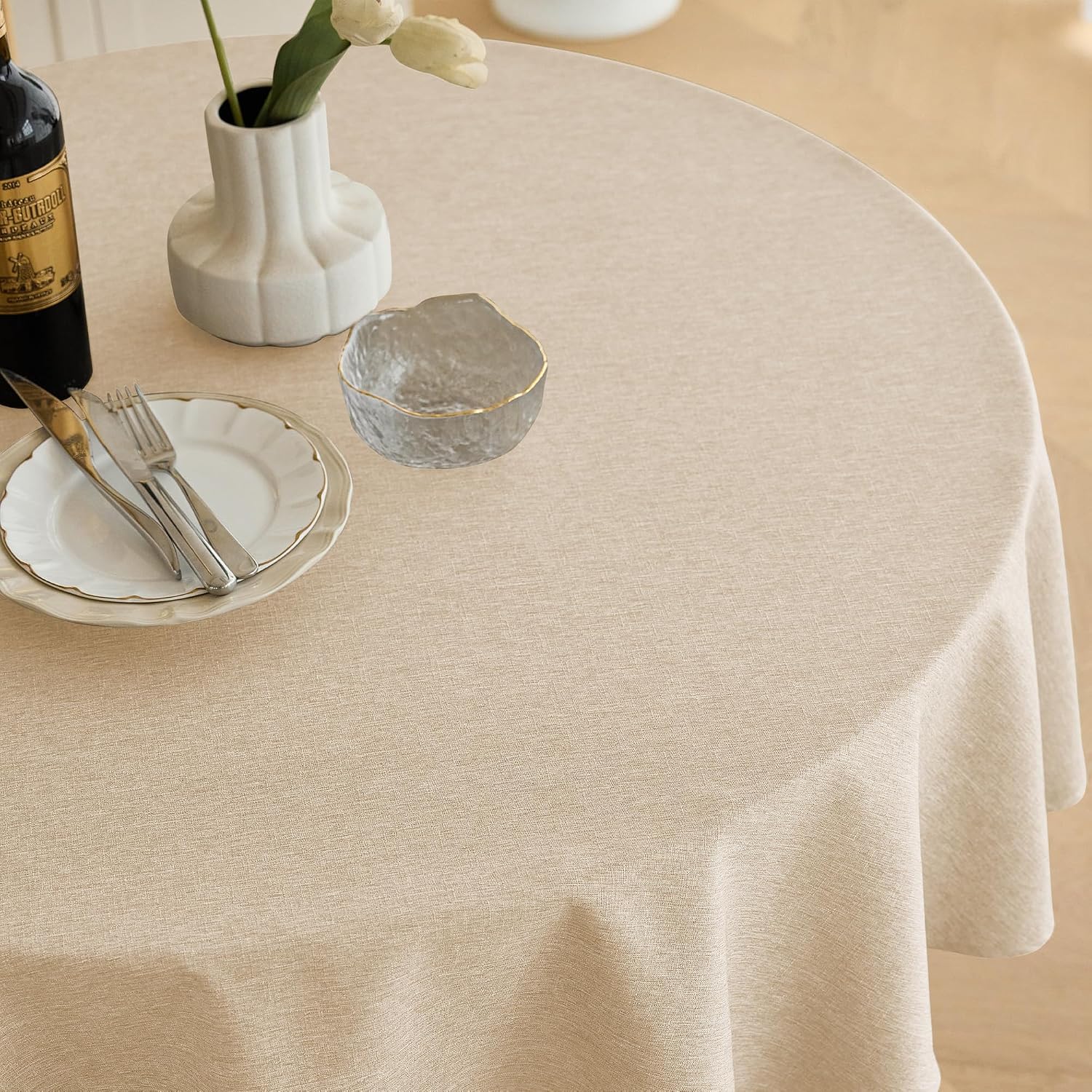 Detalle 2 de Decorelia Faux Linen Round Tablecloth 60 inch 🍽