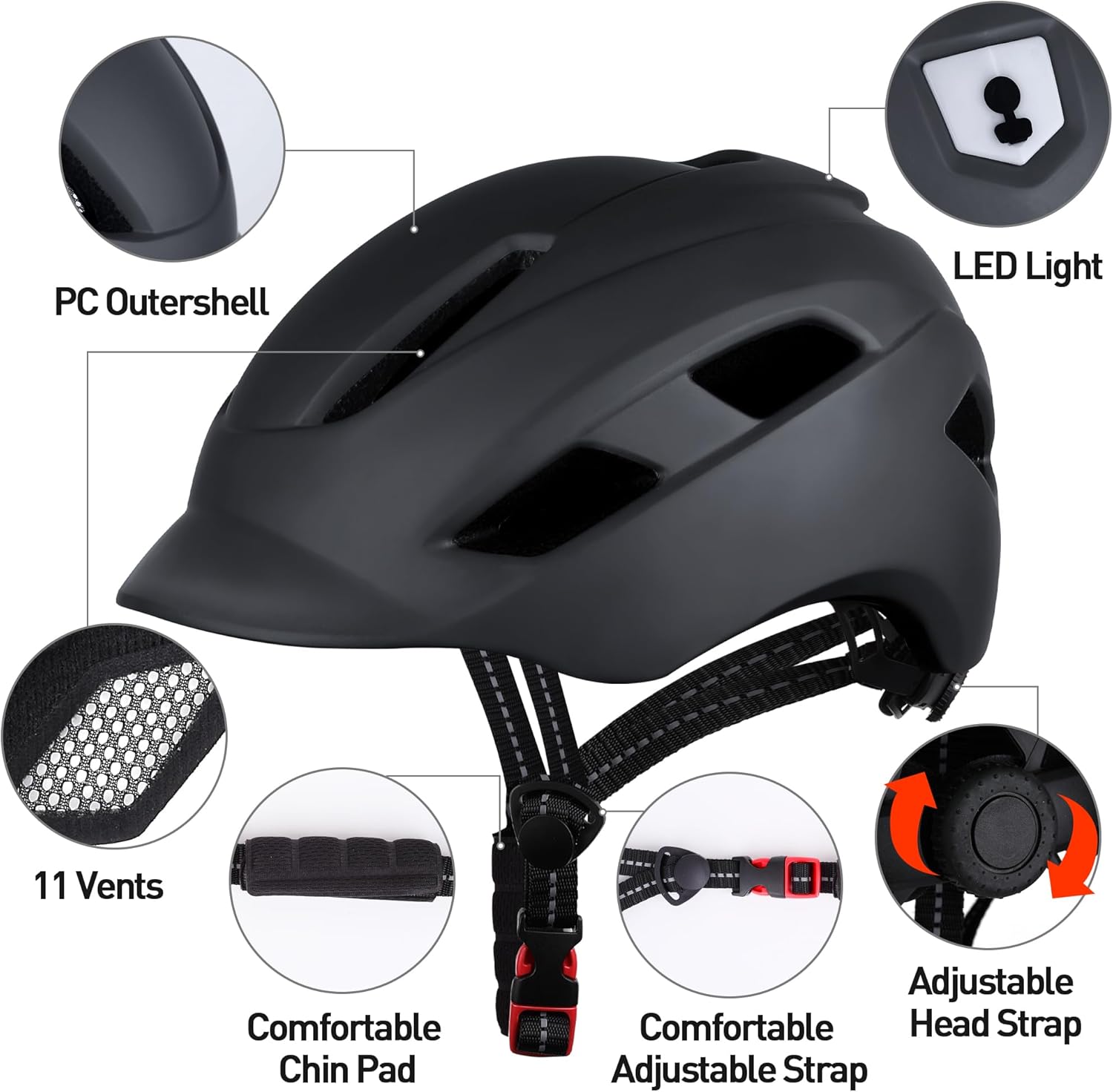 Thumbnail 3 de Bike Helmet Adjustable with USB LED Light