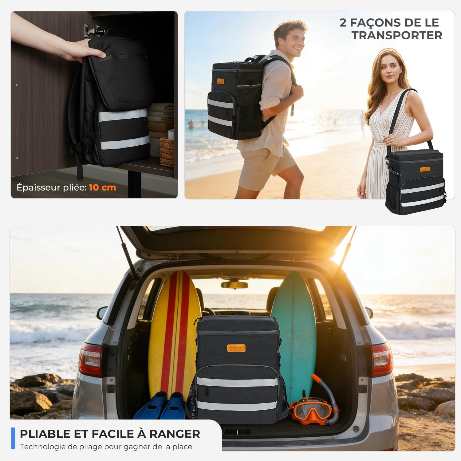 Thumbnail 6 de Sac à Dos Isotherme 30L Pliable – Grand Capacité, Maintien au Frais 24H, Imperméable et Léger