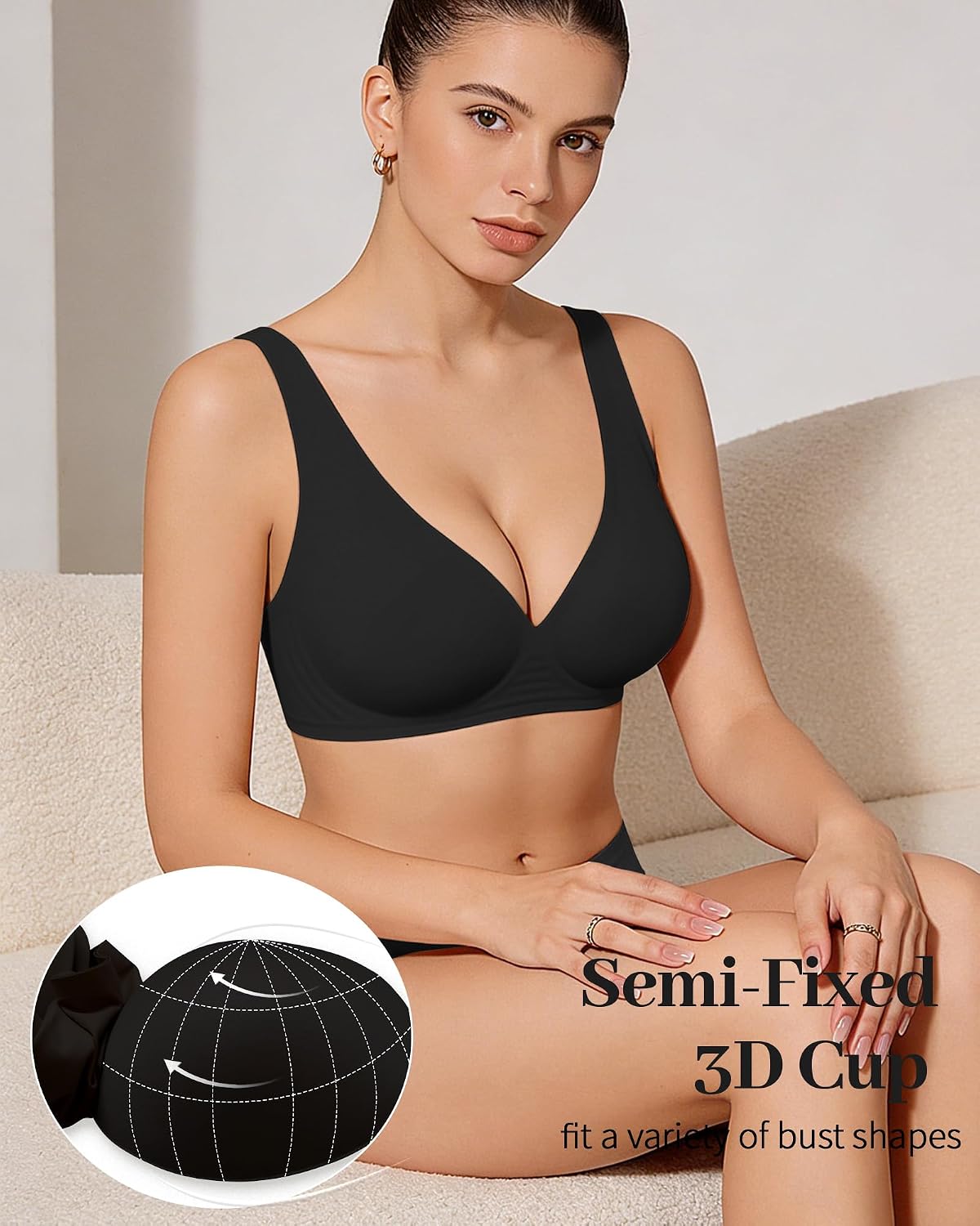 Detalle de GXOULRRA Jelly Bra Plunge Wireless Bralette with Deep V-Neck and Back Smoothing