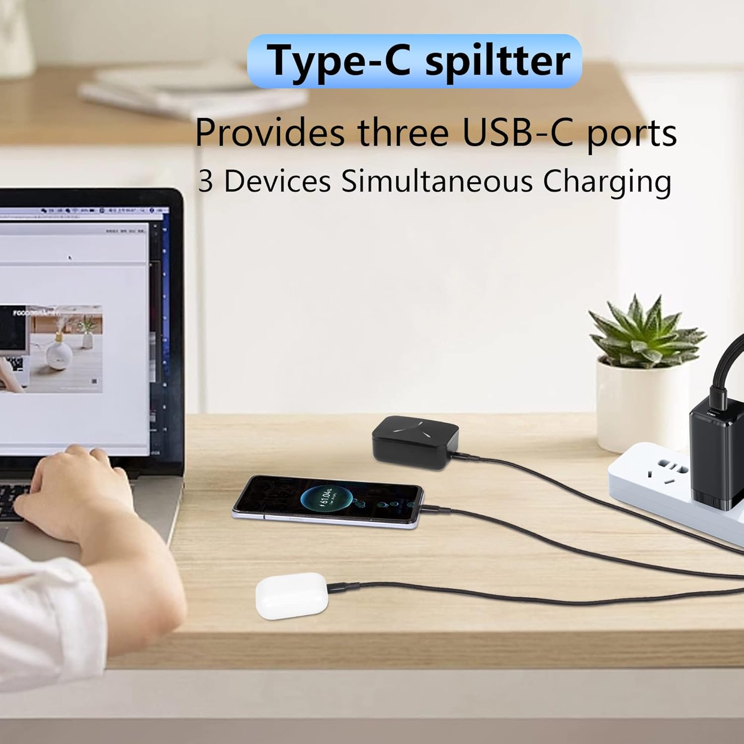 Thumbnail 5 de GELRHONR 2-pack 3-in-1 USB-A to Type-C charging cable (3×1.2m) with braided nylon