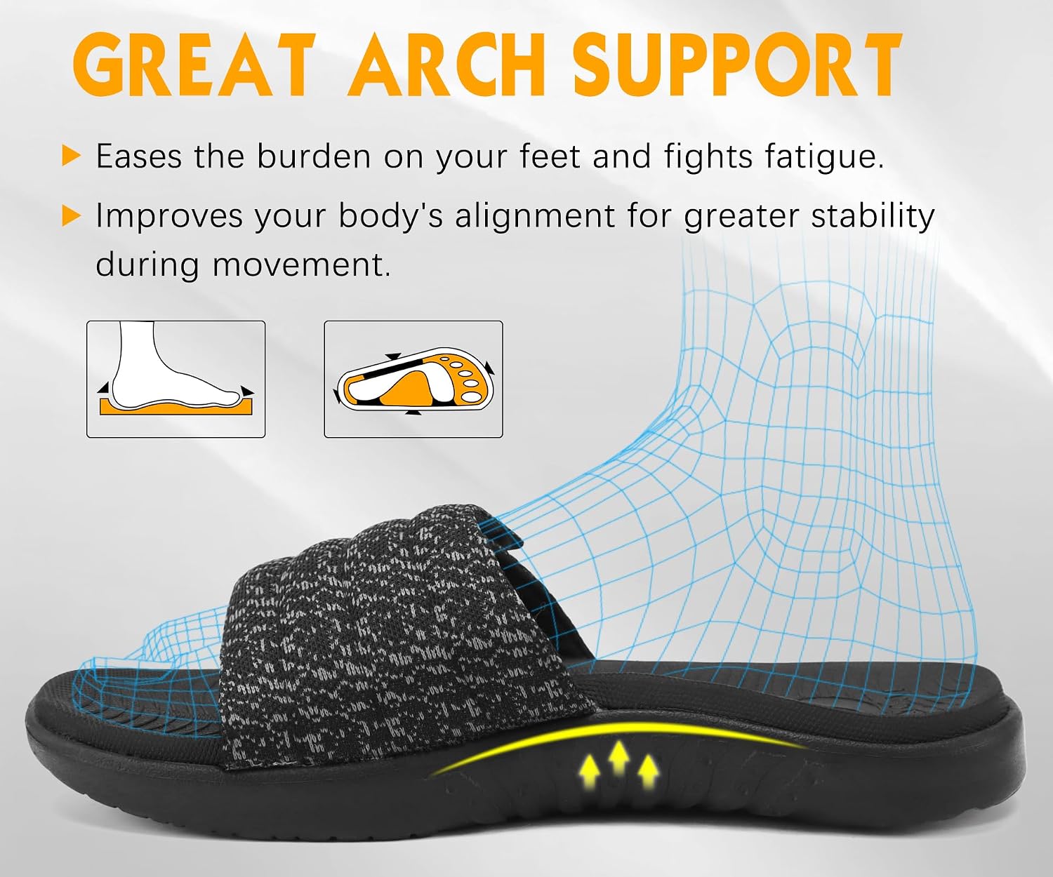 Thumbnail 2 de ONCAI Men's Sandals with Arch Support: Adjustable Sport Slides for Comfort and Foot Health
