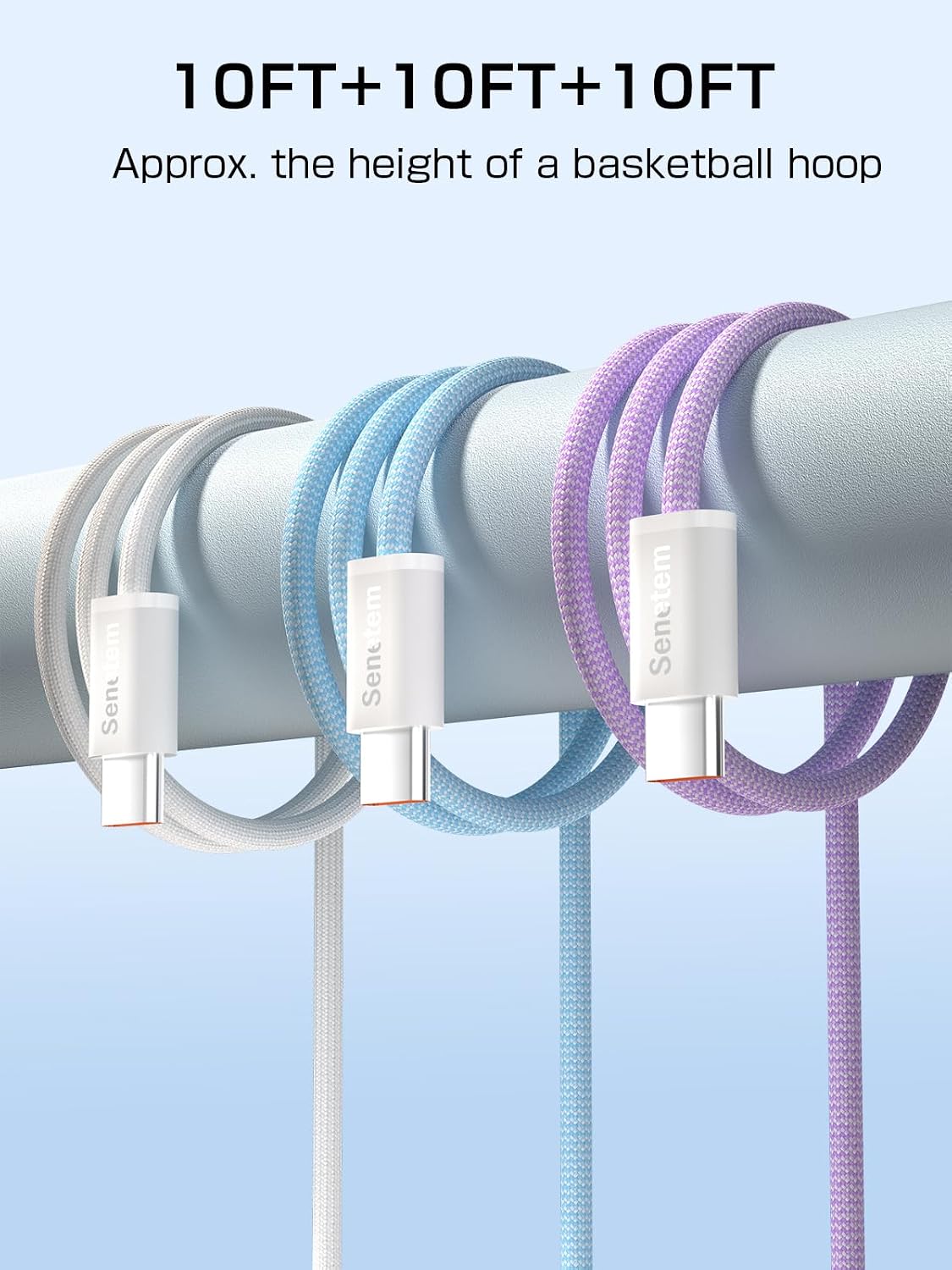 Detalle 2 de Senetem USB C Cable 10FT 3-Pack — fast charging cable