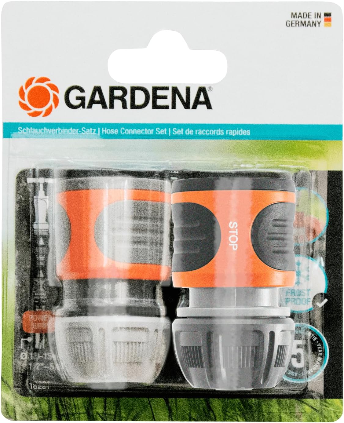 Thumbnail 6 de GARDENA Hose Connector Set for 13 mm (1/2 inch) & 15 mm (5/8 inch) – Original system connectors with water stop