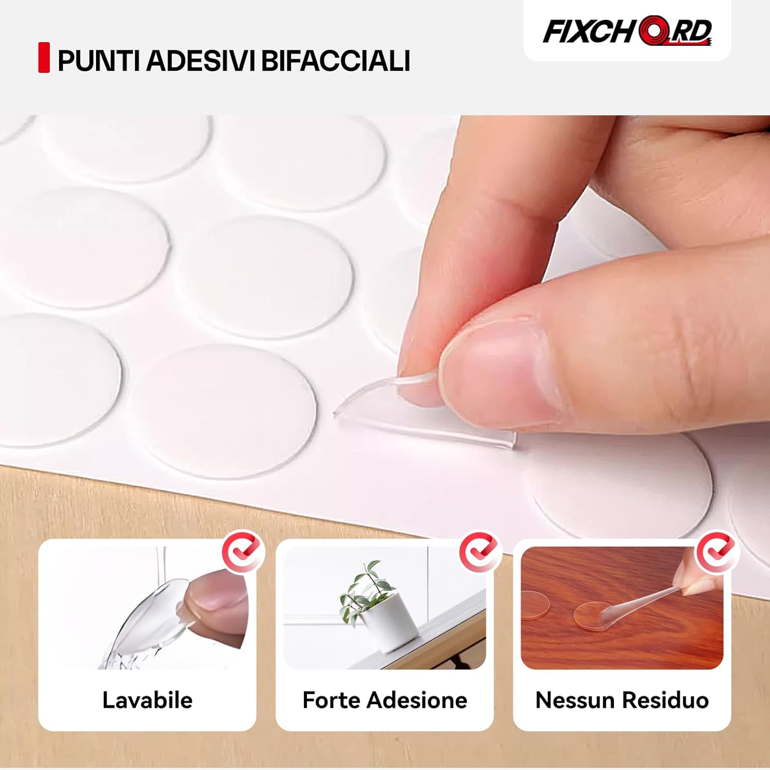 Thumbnail 3 de FIXCHORD punti adesivi bifacciali trasparenti, 600 pezzi da 15 mm