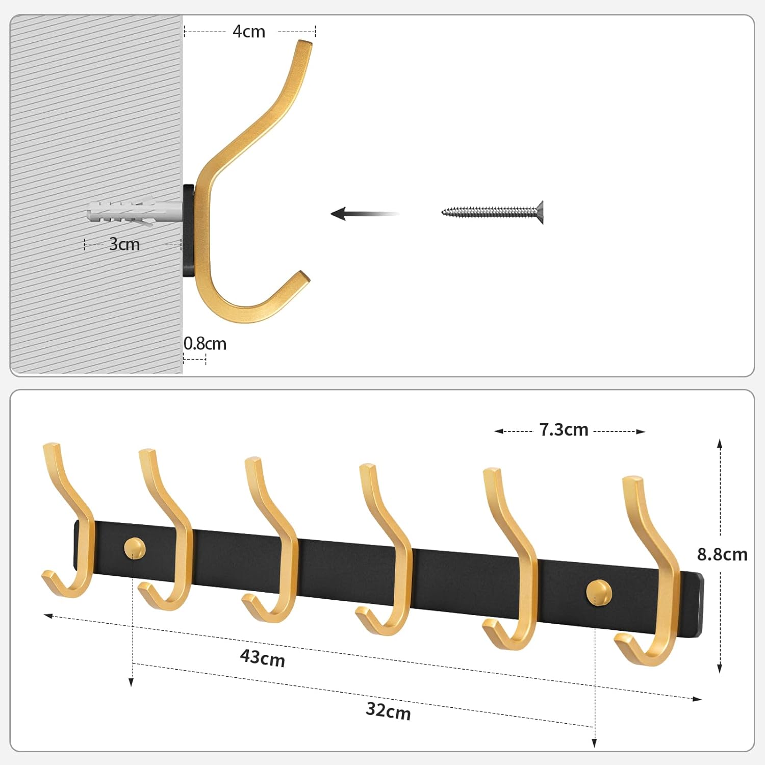 Thumbnail 1 de MEIJO porte-manteau mural 6 crochets