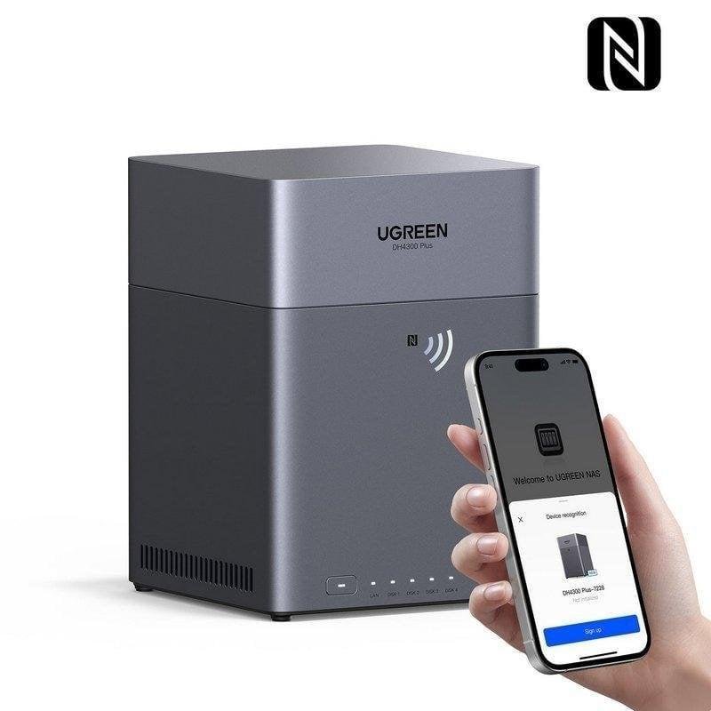 Detalle de UGreen DH4300 Plus: NAS de 4 bahías con 120 TB, 2,5 GbE, HDMI 4K y seguridad avanzada