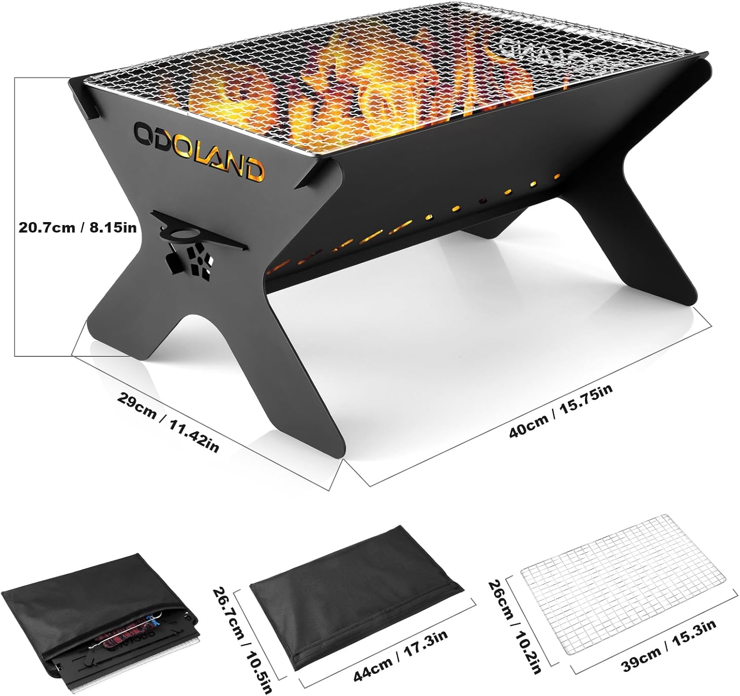 Thumbnail 2 de Odoland Camping Grill in Heavy-Duty Iron