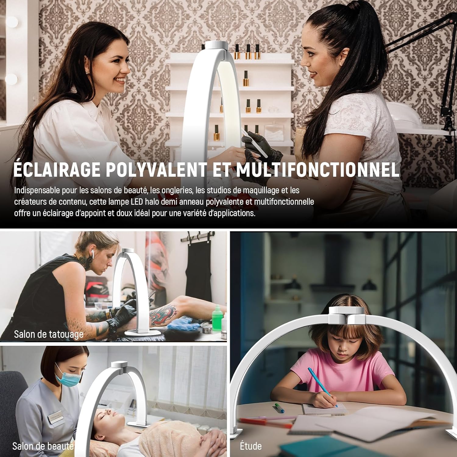 Thumbnail 6 de NEEWER Basics HM04-D lampe à ongles demi-lune 58 cm, 308 LED bi-color 28W pliable