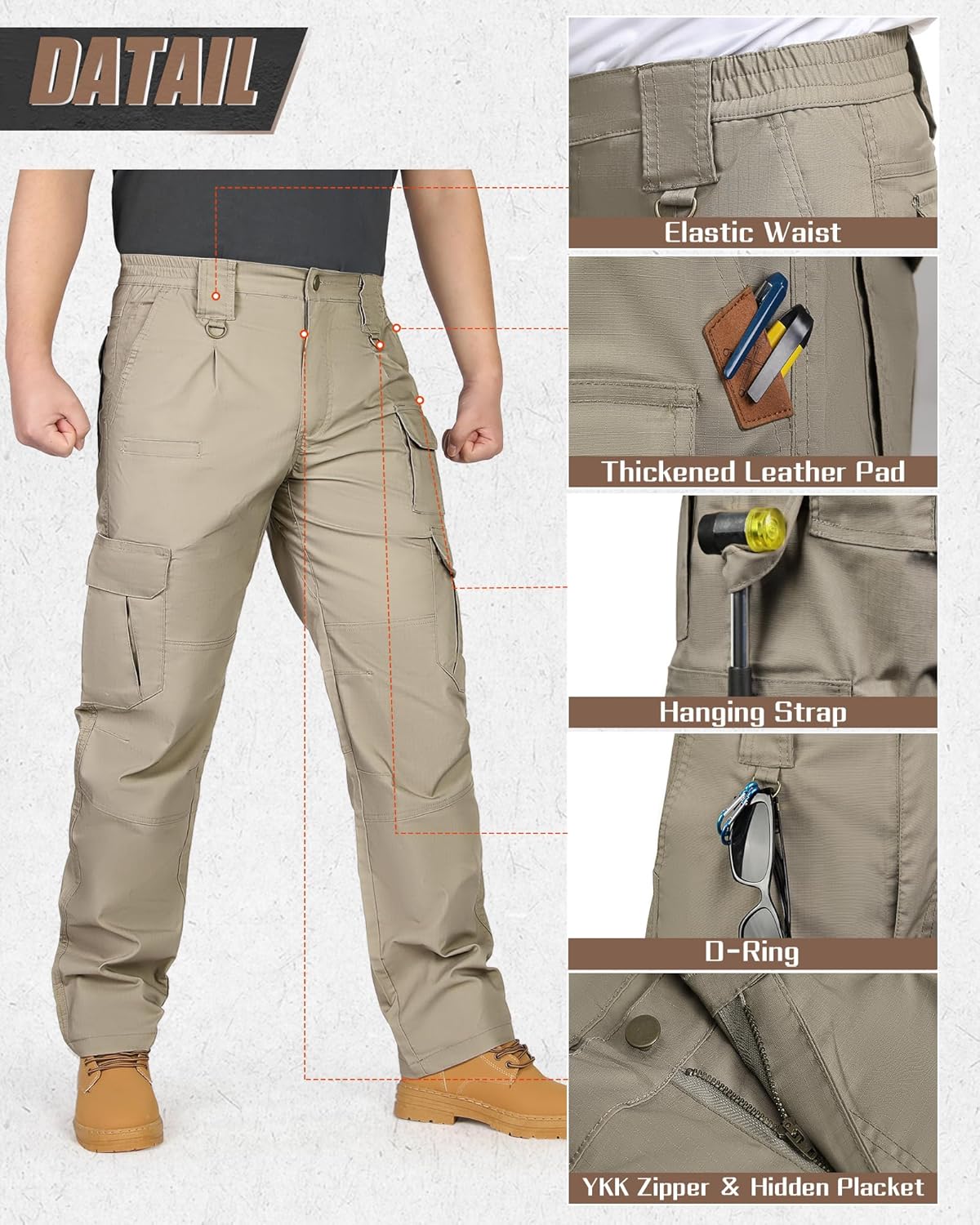 Detalle de IGOLUMON Mens Work Trousers Cargo Trousers Stretch Tactical Pants