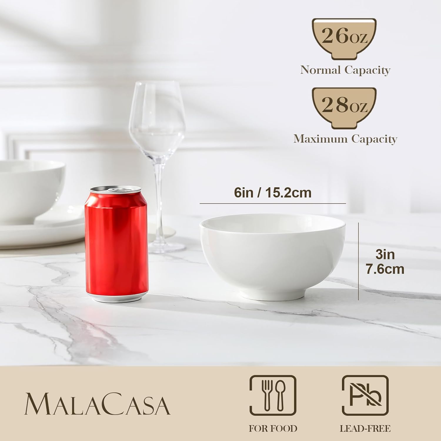 Detalle 2 de MALACASA Porcelain Soup Bowls 26 Oz 🍽