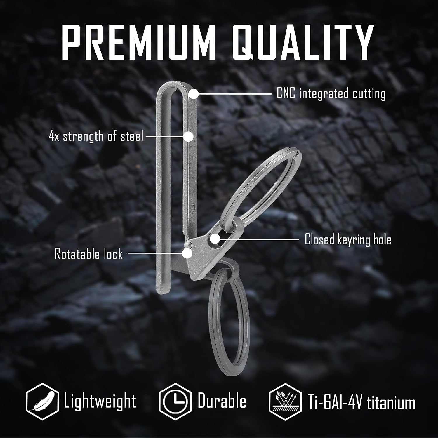 Detalle de KeyUnity KM23 Titanium EDC Belt Keychain