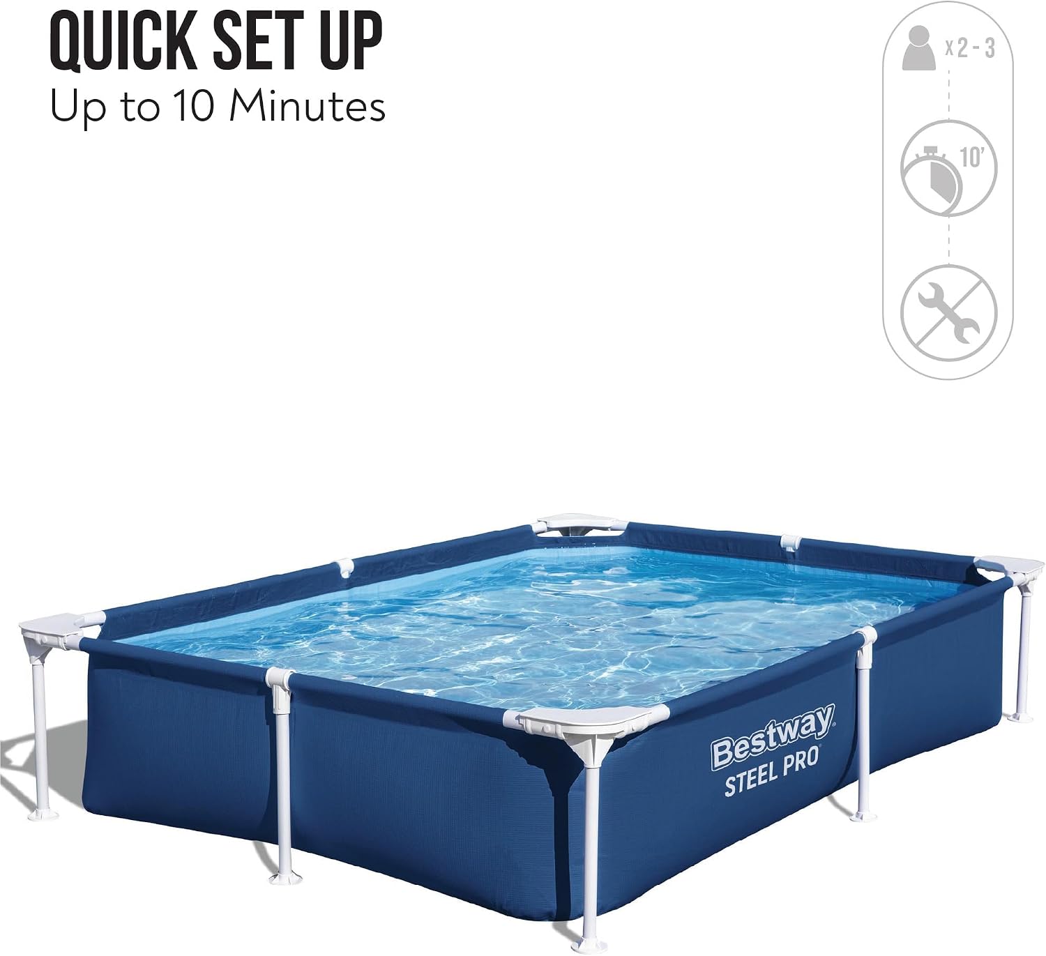 Detalle de Bestway 56401 長方形フレームプール 221×150×43cm・約1200L・排水栓付き