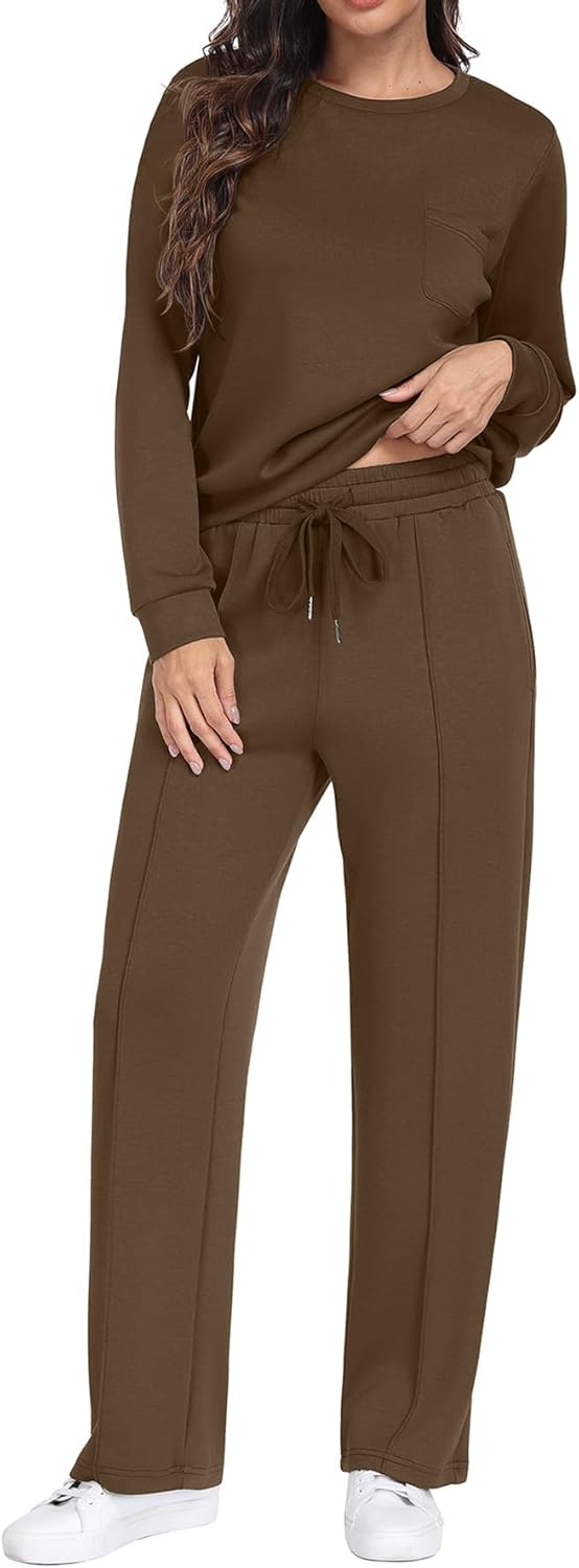 Detalle de GRECERELLE Women's Tracksuit Full Set – Autumn Long Sleeve Lounge 2-Piece with Pockets