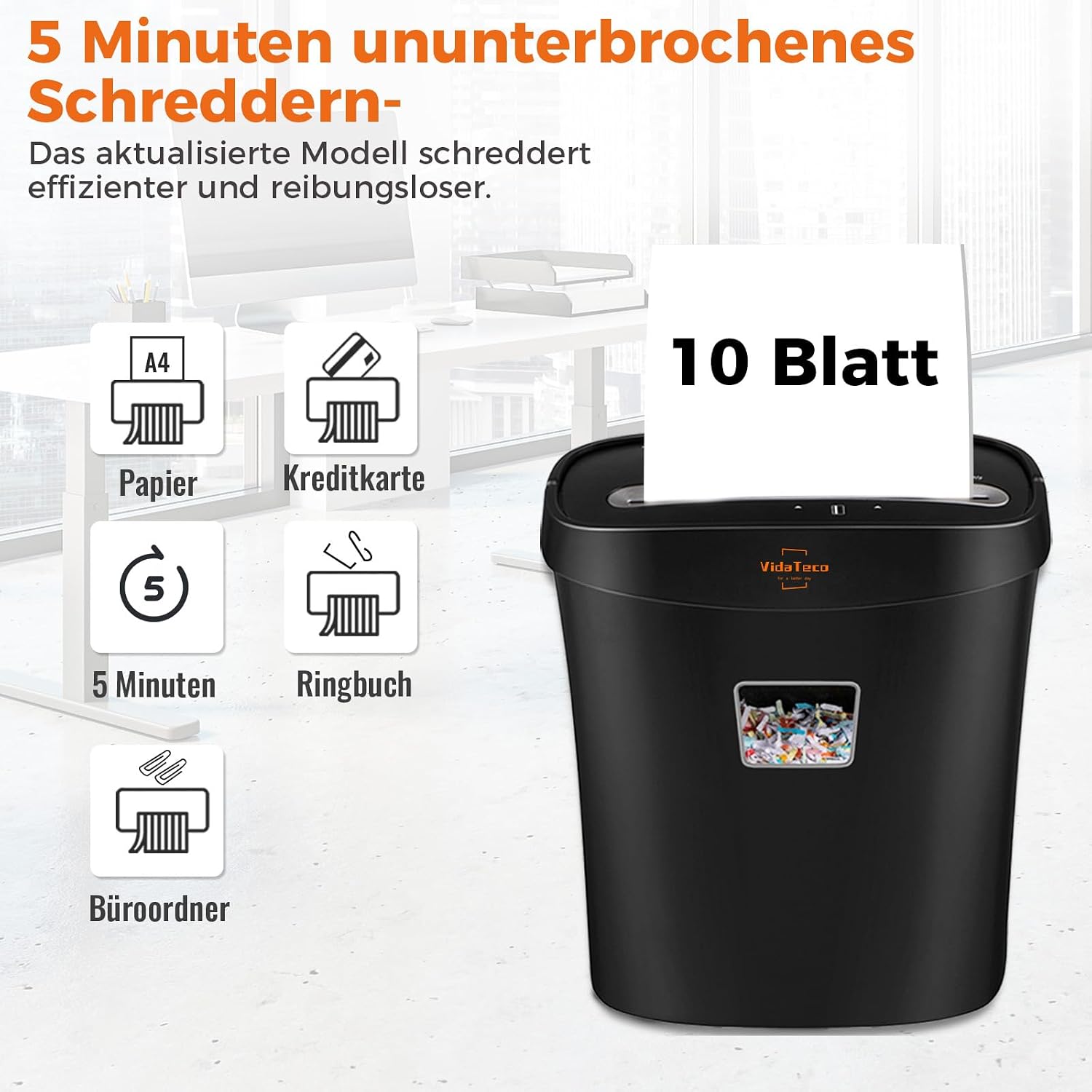 Detalle 2 de VidaTeco Partikelschnitt Schredder 10 Blatt 📄