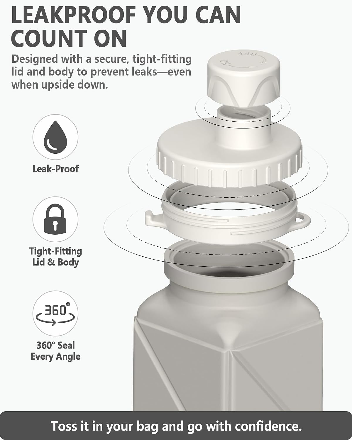 Detalle de BEAUTAIL CollapsibleBottle02 Silicone Water Bottle, 610 mL, Starlight