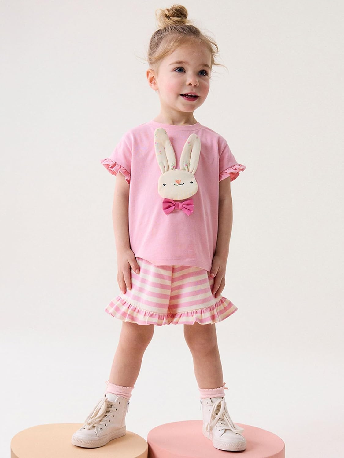 Detalle 2 de TCWWBB Toddler Girls Summer Short Outfit Set (2-Piece) – Unicorn Bunny Print
