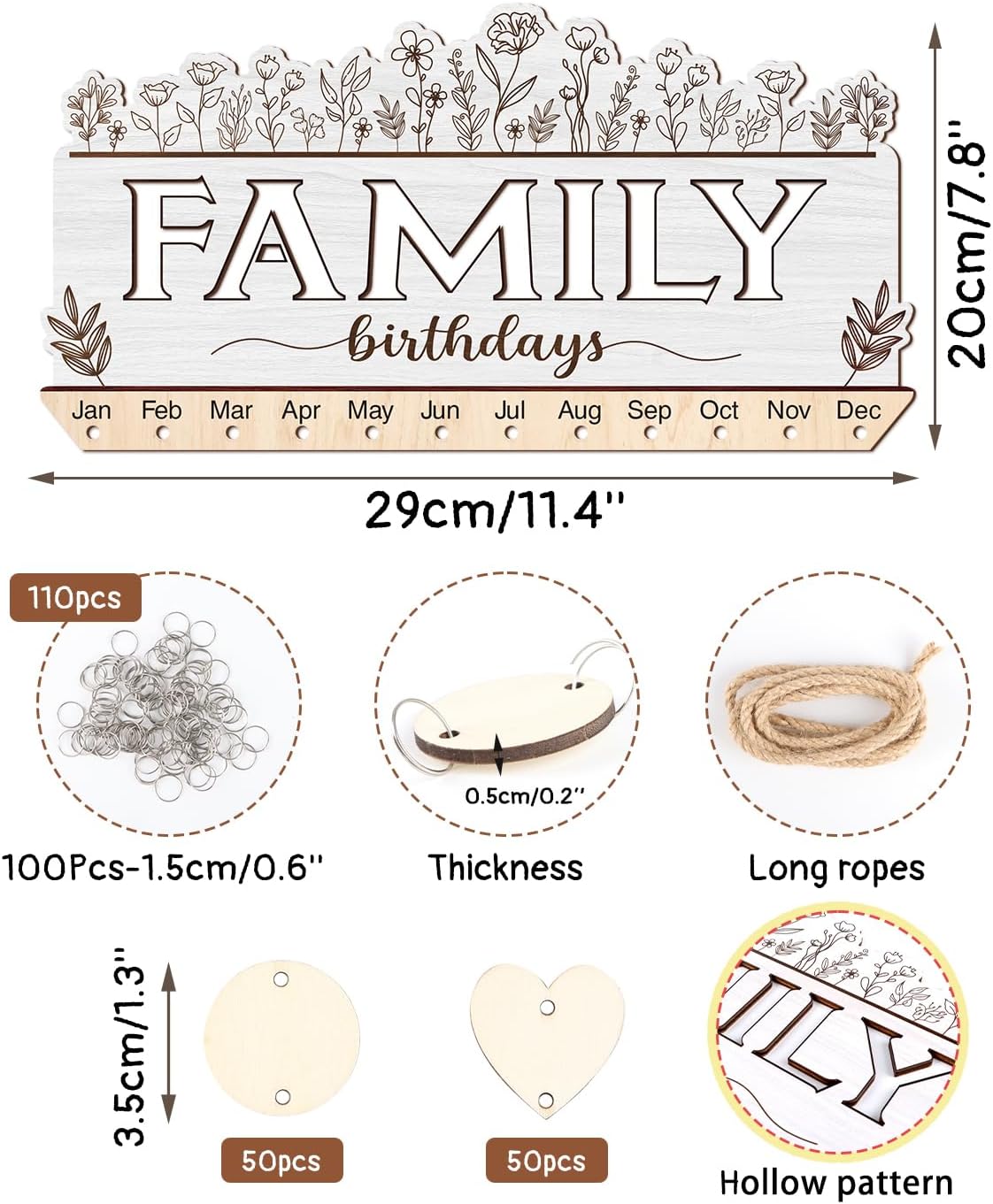 Thumbnail 5 de CHDITB Vintage Family Birthday Calendar Wall Hanging