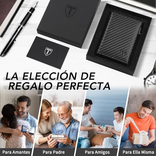 Thumbnail 6 de TEEHON carteras para hombre con cierre magnético y tarjetero RFID/NFC (caja de regalo)