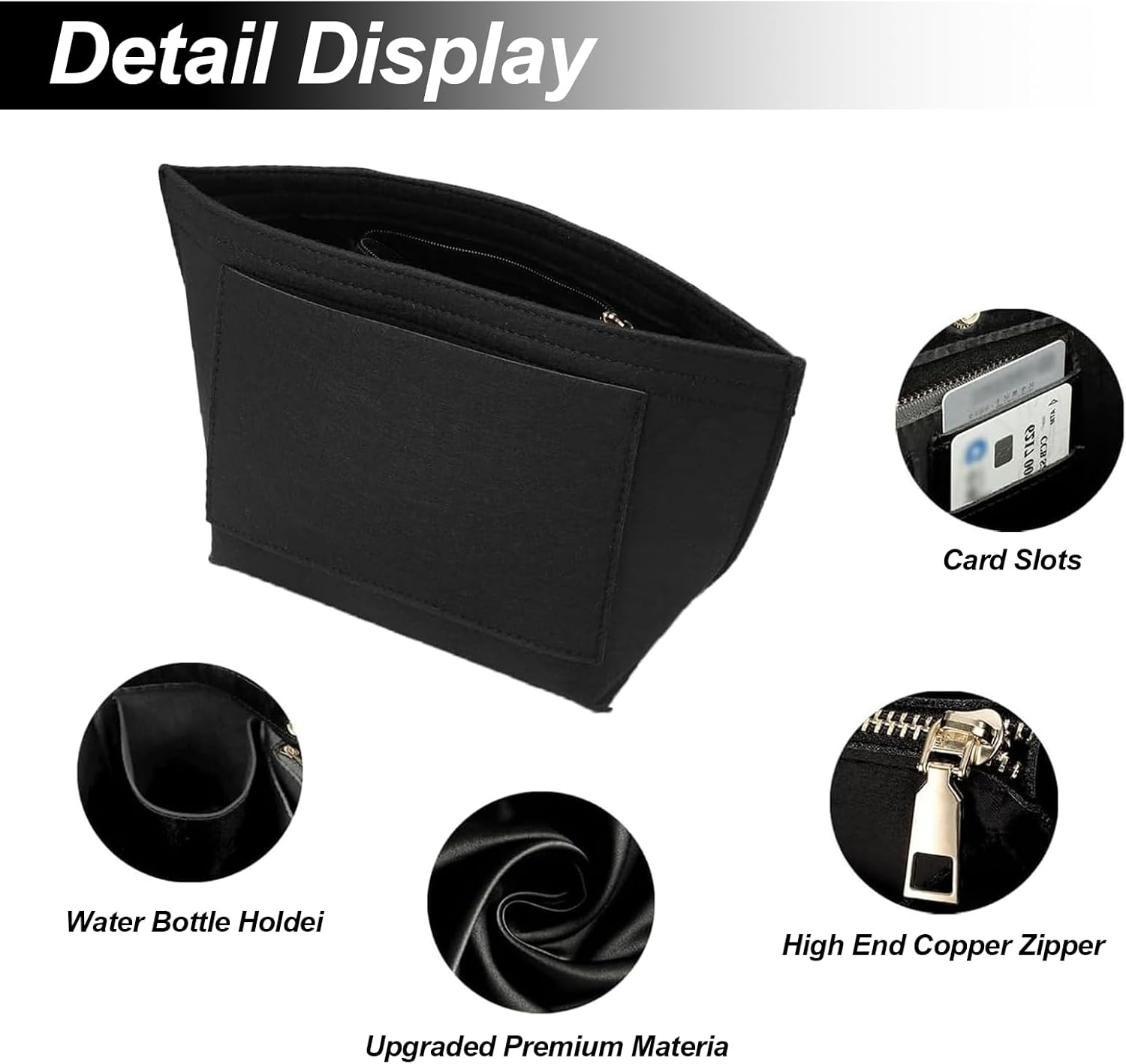 Detalle 2 de GREATRICH Organisateur de Sac en Felt pour Longchamp – 25x15x19 cm, Noir