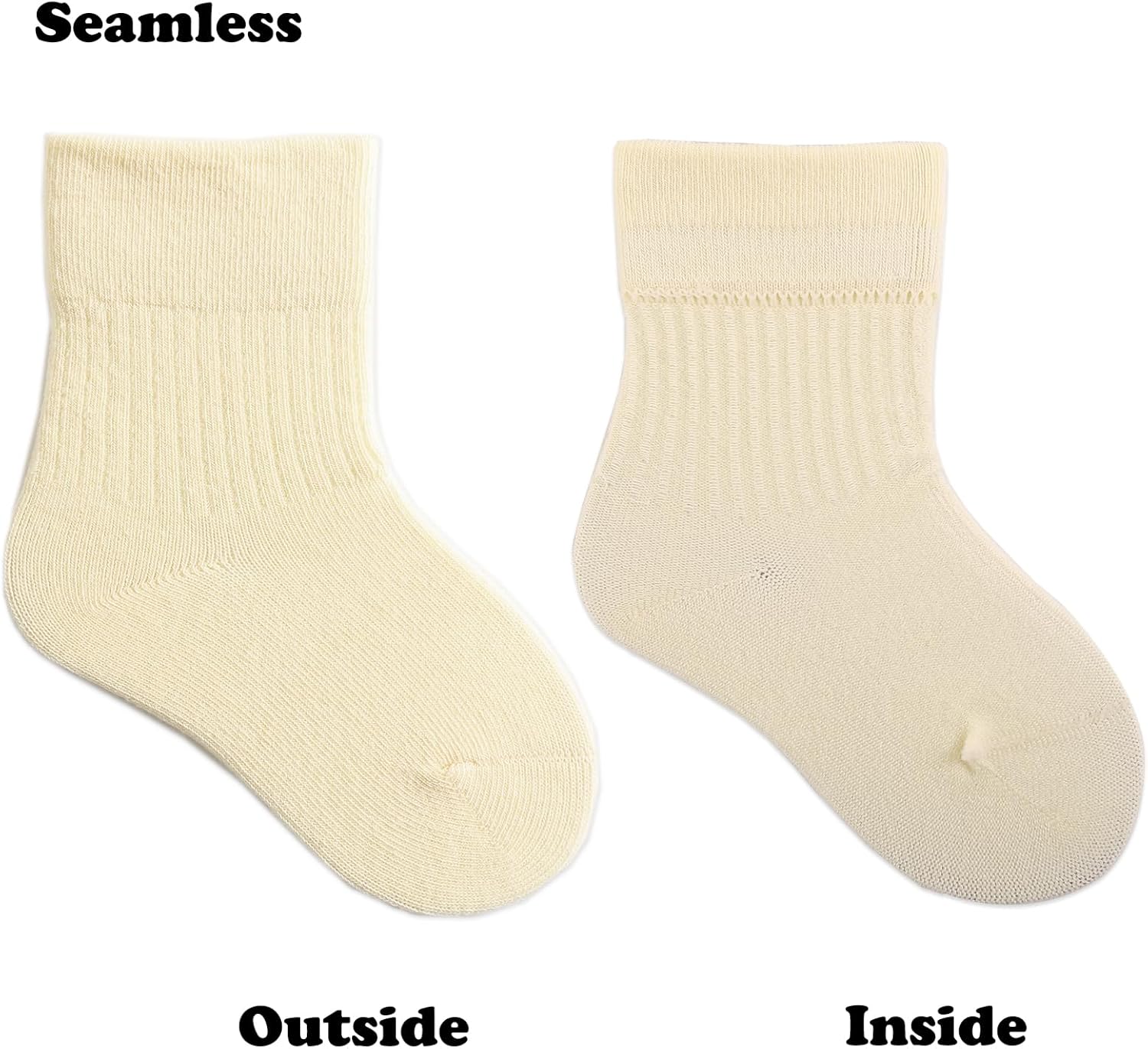 Thumbnail 2 de Exemaba Toddler Crew Socks (5 Pairs) – Soft Cotton Neutral Solid Socks for Kids 0–8 Years