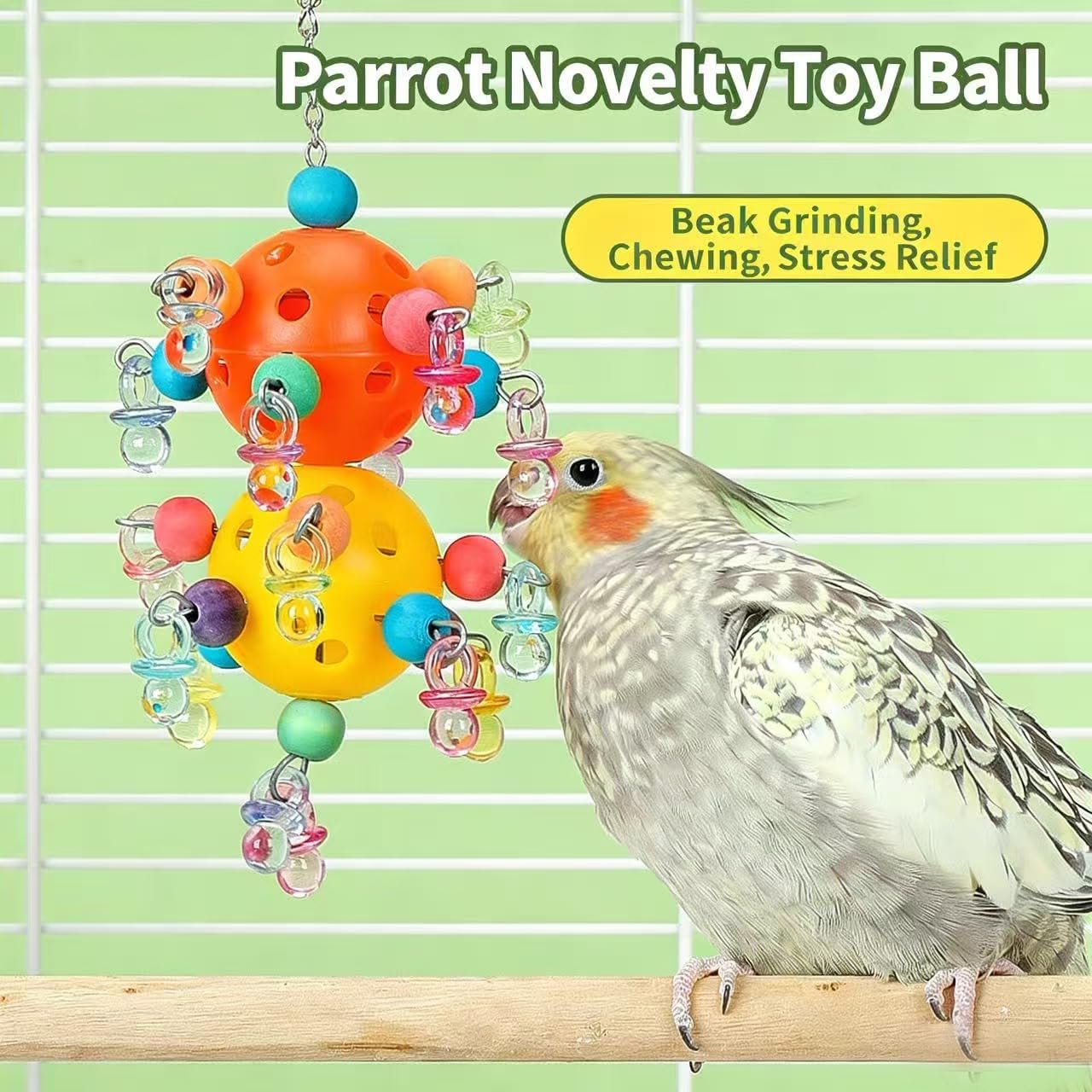 Thumbnail 4 de Didabotak Bird Chewing Toys: Hanging Colorful Plastic Ball Toy for Small to Medium Birds