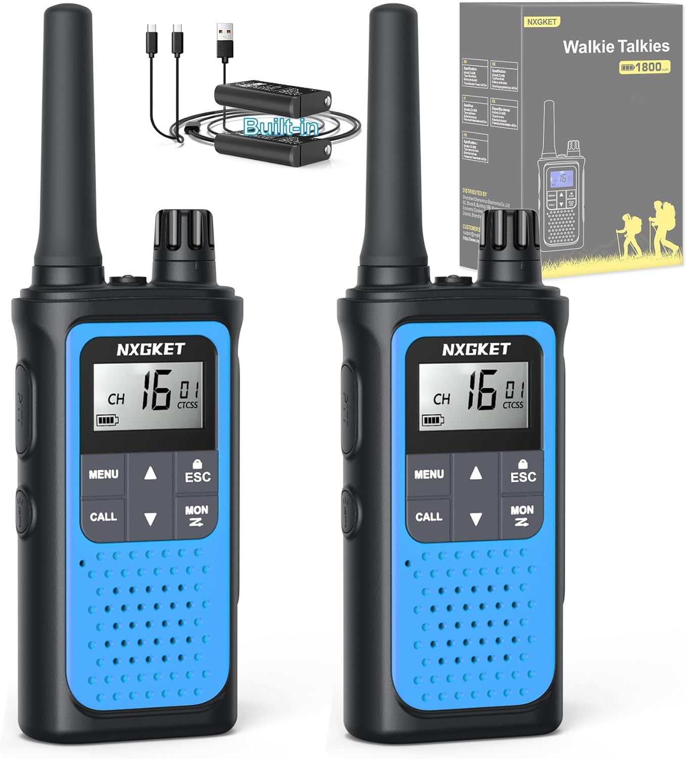 NXGKET Walkie Talkies 1800mAh PMR446