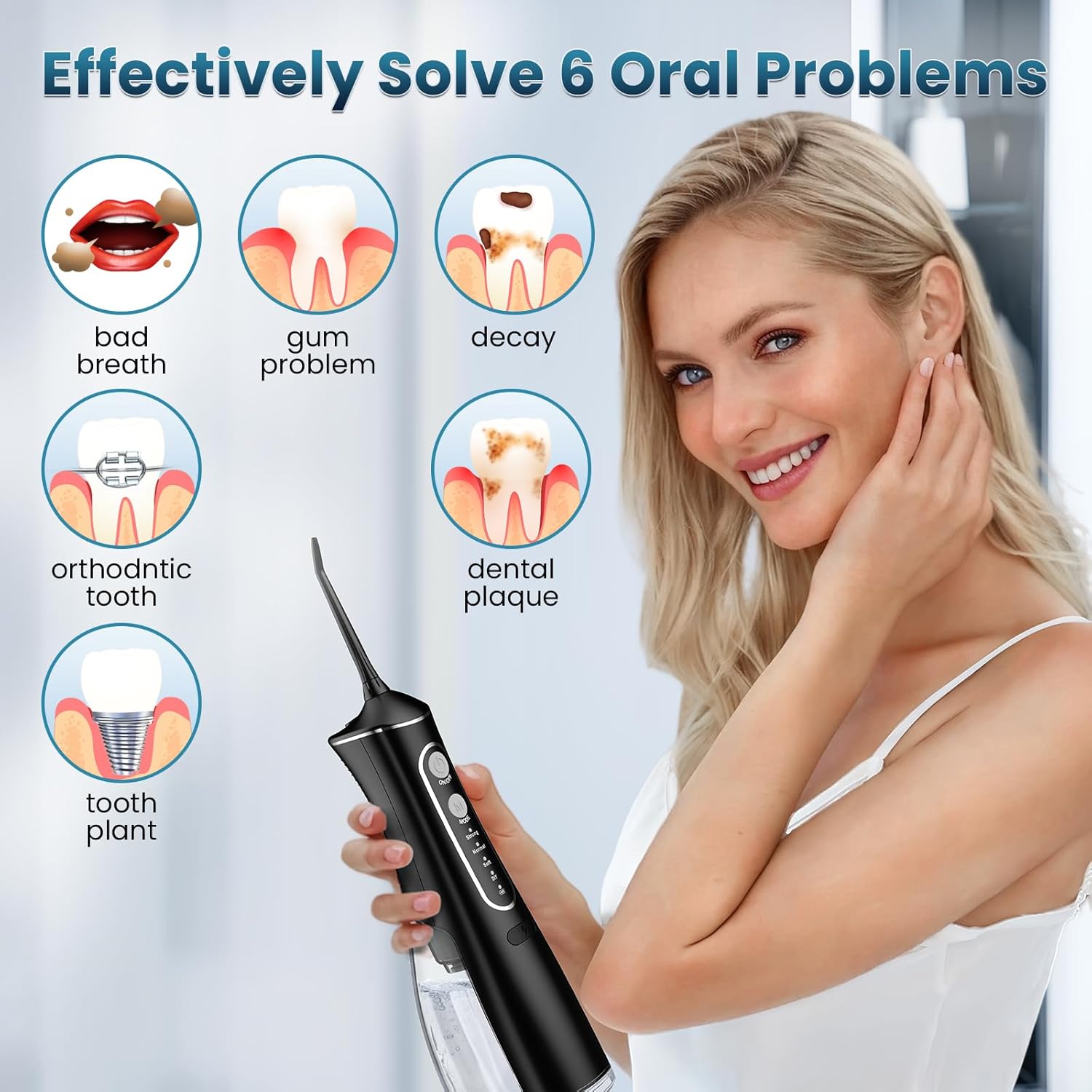 Thumbnail 5 de OasiSmile Cordless Water Flosser (300 mL) for Teeth Cleaning with 4 Modes, DIY Pressure, 5 Tips, IPX7