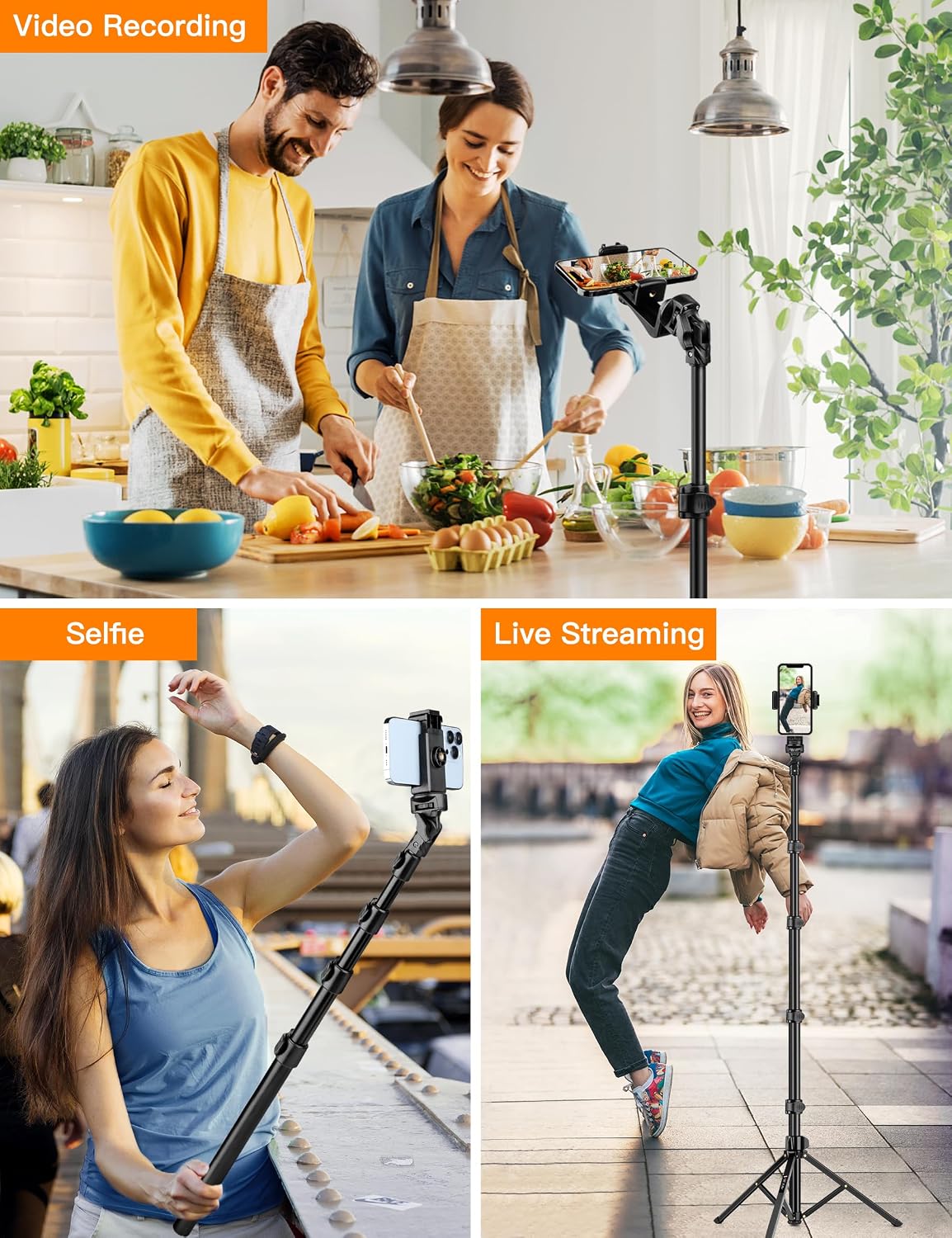 Thumbnail 4 de Victiv P18-86 Phone Tripod, 86-Inch with Flexible Gooseneck & Remote