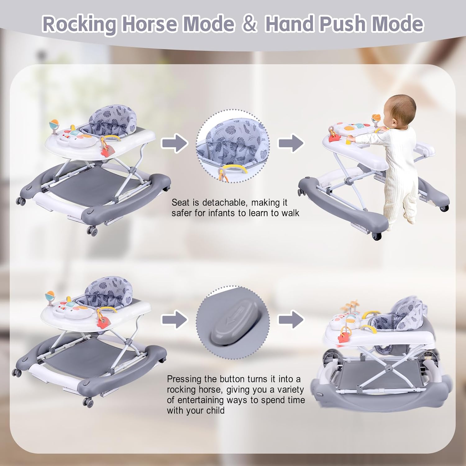 Thumbnail 2 de Foldable 5-in-1 Baby Walker with Trampoline Mat 👶