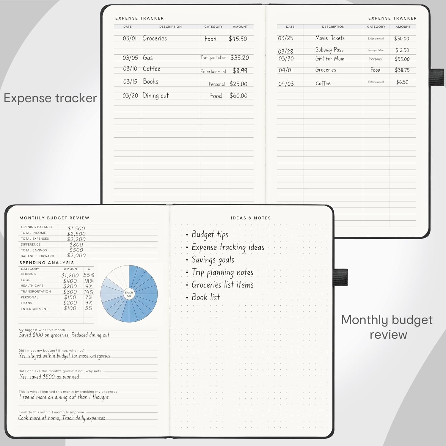 Detalle 2 de &And Per Se BUD-01 Budget Planner, A5 Undated Hardcover with Expense Tracker