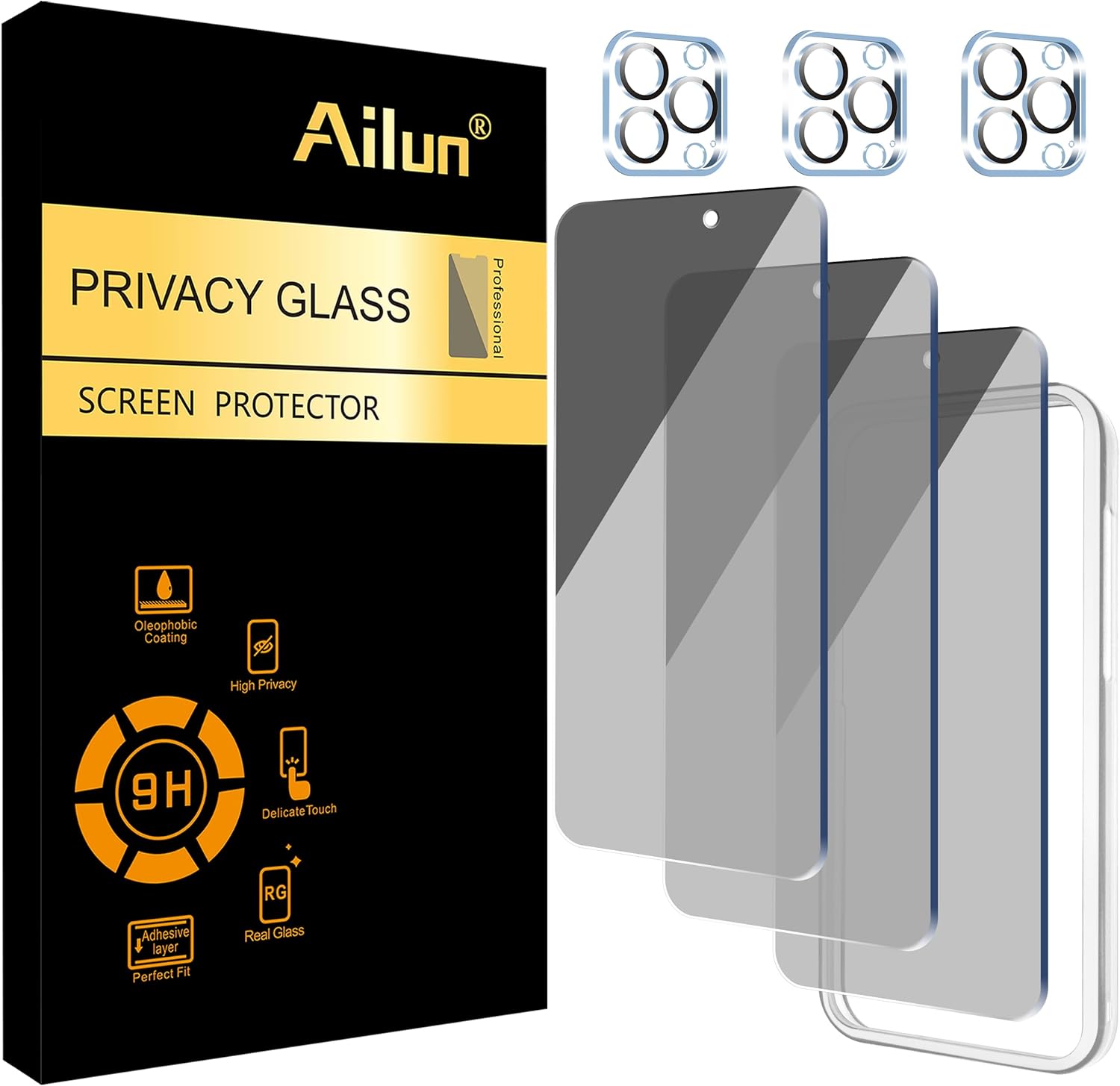 Ailun 3Pack Privacy Screen Protector for iPhone 15 Pro Max 6.7"