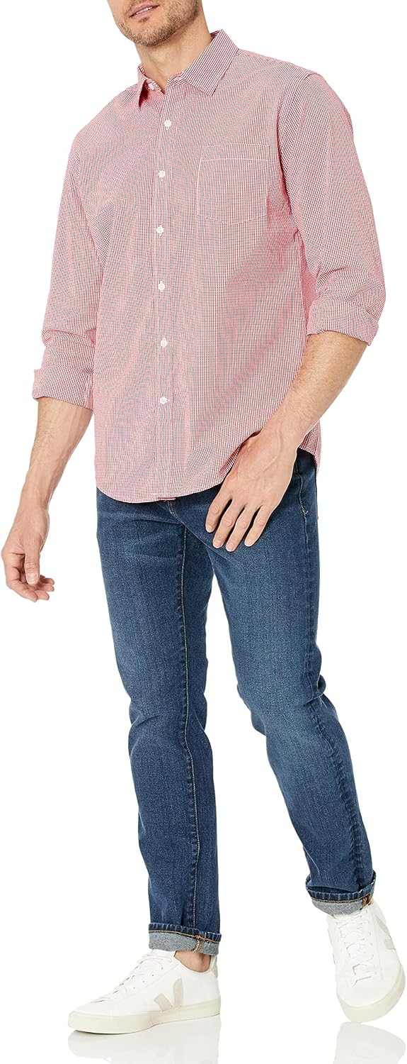 Detalle de Amazon Essentials Uomo Camicia Casual in Popeline a Maniche Lunghe – Vestibilità Regular