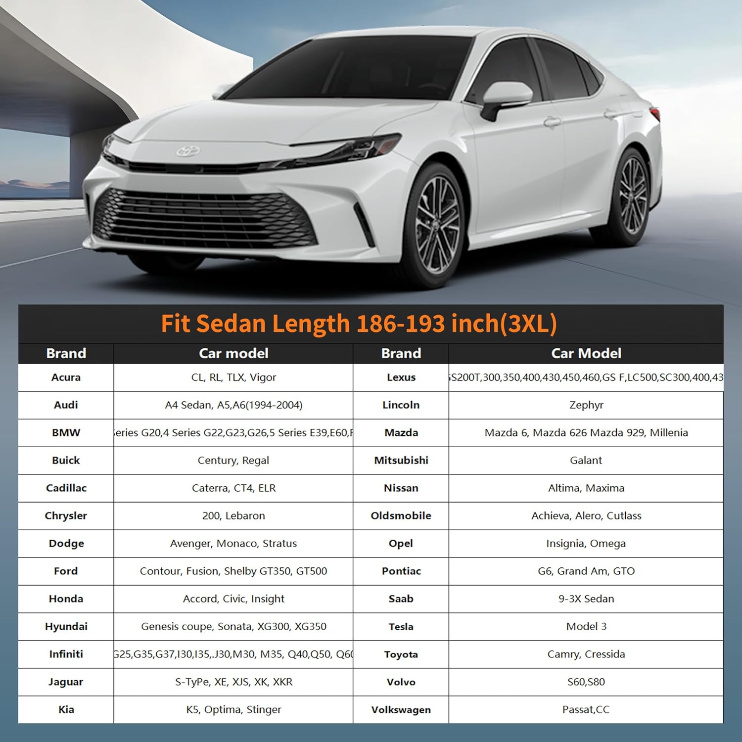 Thumbnail 6 de Tozaroa Waterproof Car Cover All-Weather for Sedans (186–193 inch) with Zipper, Buckles & Storage Bag