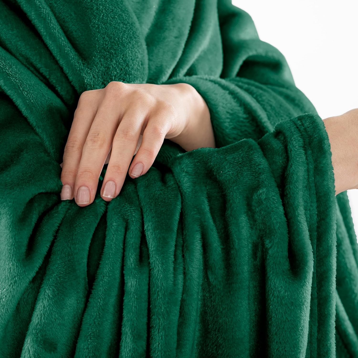 Thumbnail 5 de DecoKing Kuscheldecke 150x200 cm aus Microfaser – weich und vielseitig (Ivory/Flaschengrün)