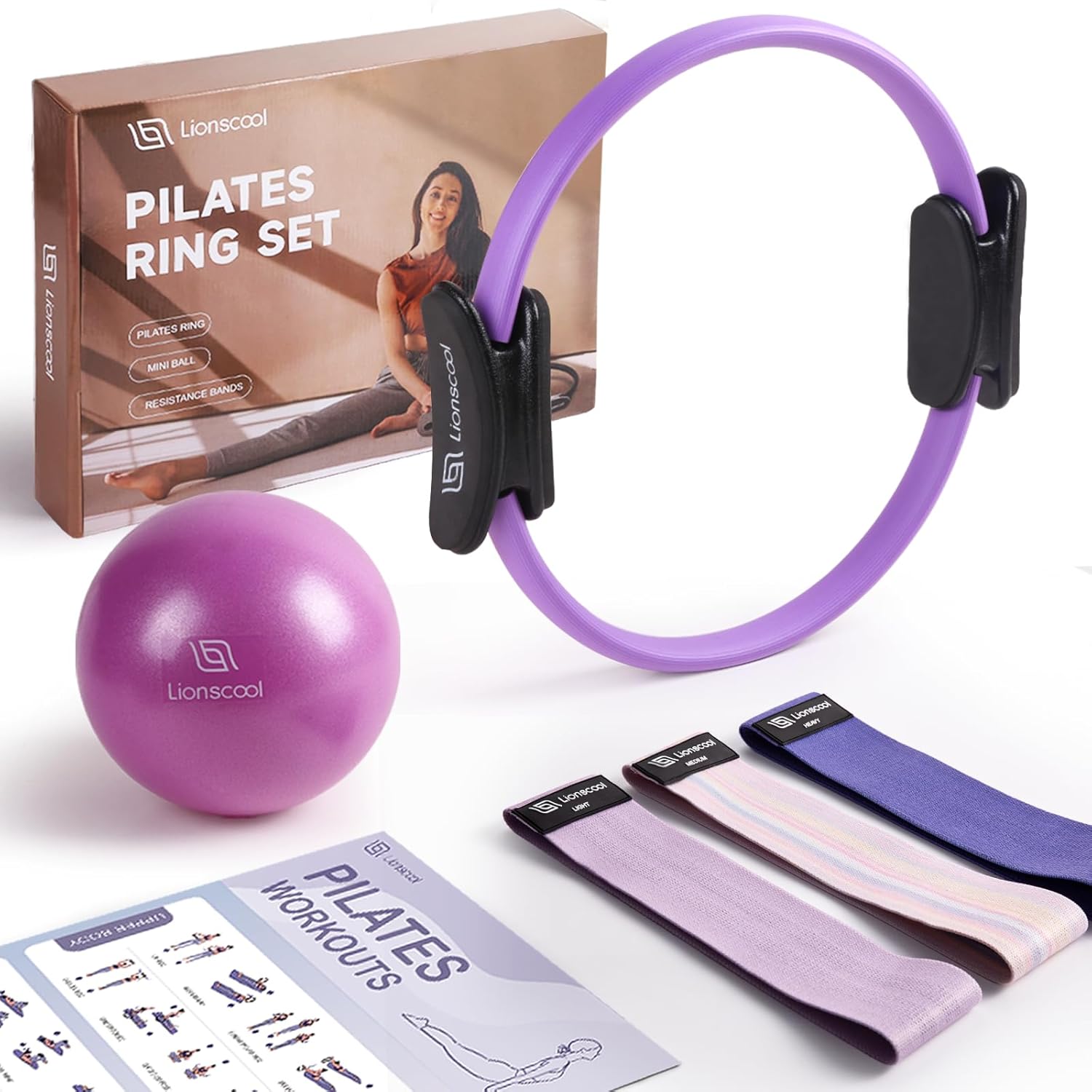 Thumbnail 6 de LIONSCOOL Pilates Ring Set - Premium14” Magic Circle with Dual Padded Handles