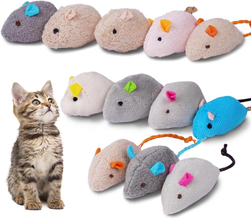 Thumbnail 6 de Adiwo Set di 12 Giocattoli Topi per Gatti con Erba Gatta – Topo di Peluche Interattivo, Masticabile e per la Pulizia dei Denti