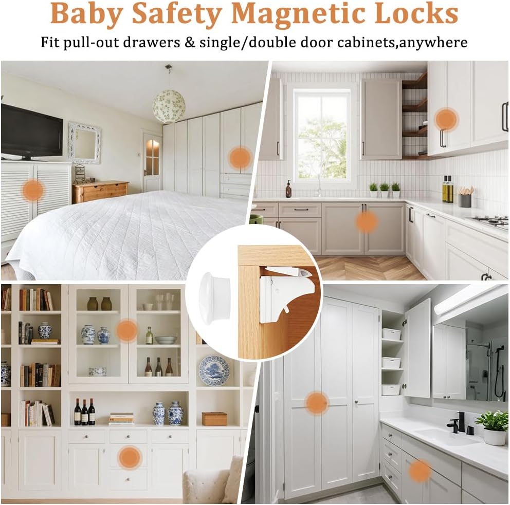 Thumbnail 6 de HOTUT Magnetic Cupboard Locks: 8 Locks + 2 Keys for Child Safety (Invisible, No Drilling)