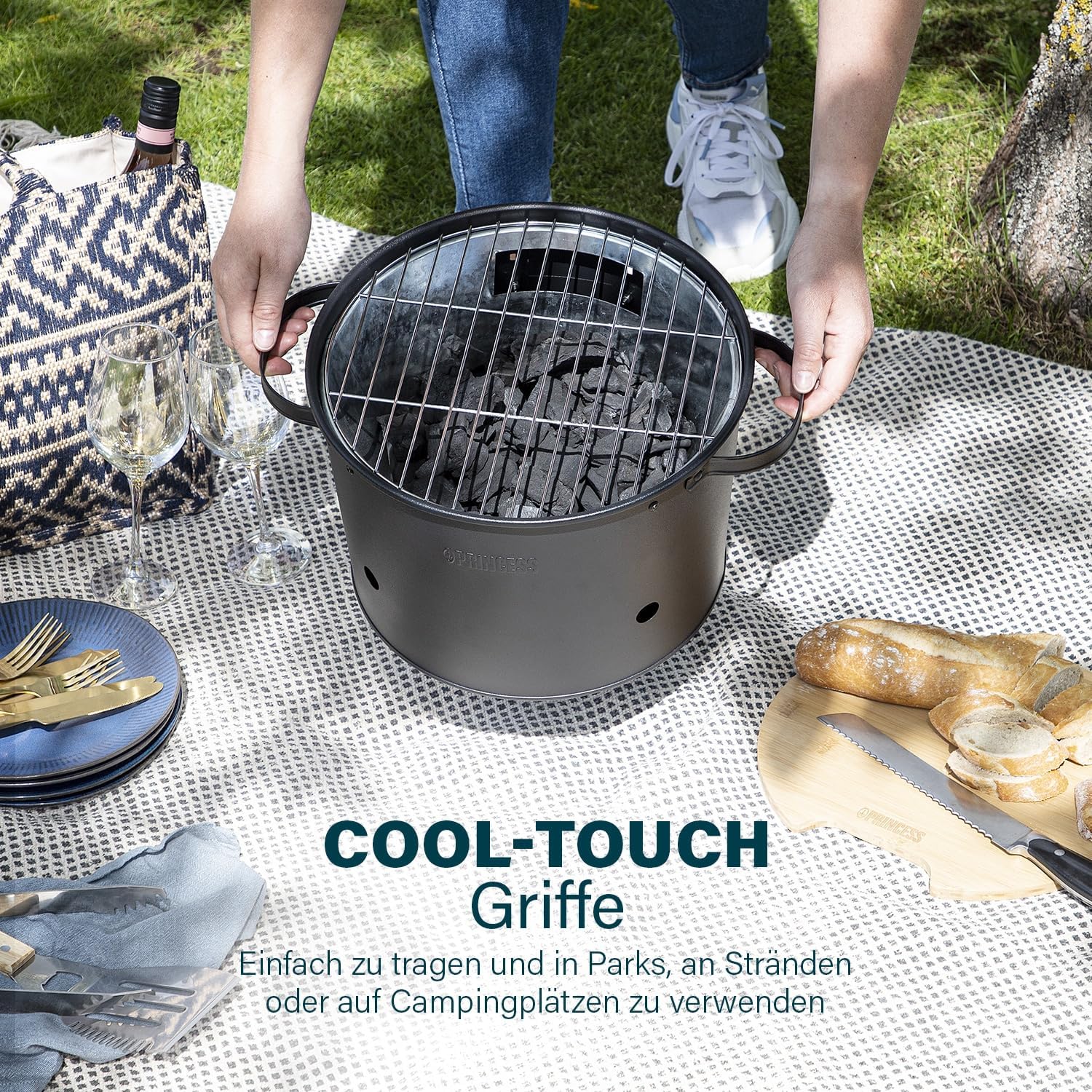 Thumbnail 4 de Princess Barbecue ibrido a carbonella o elettrico portatile 112240 con grill Ø 32 cm