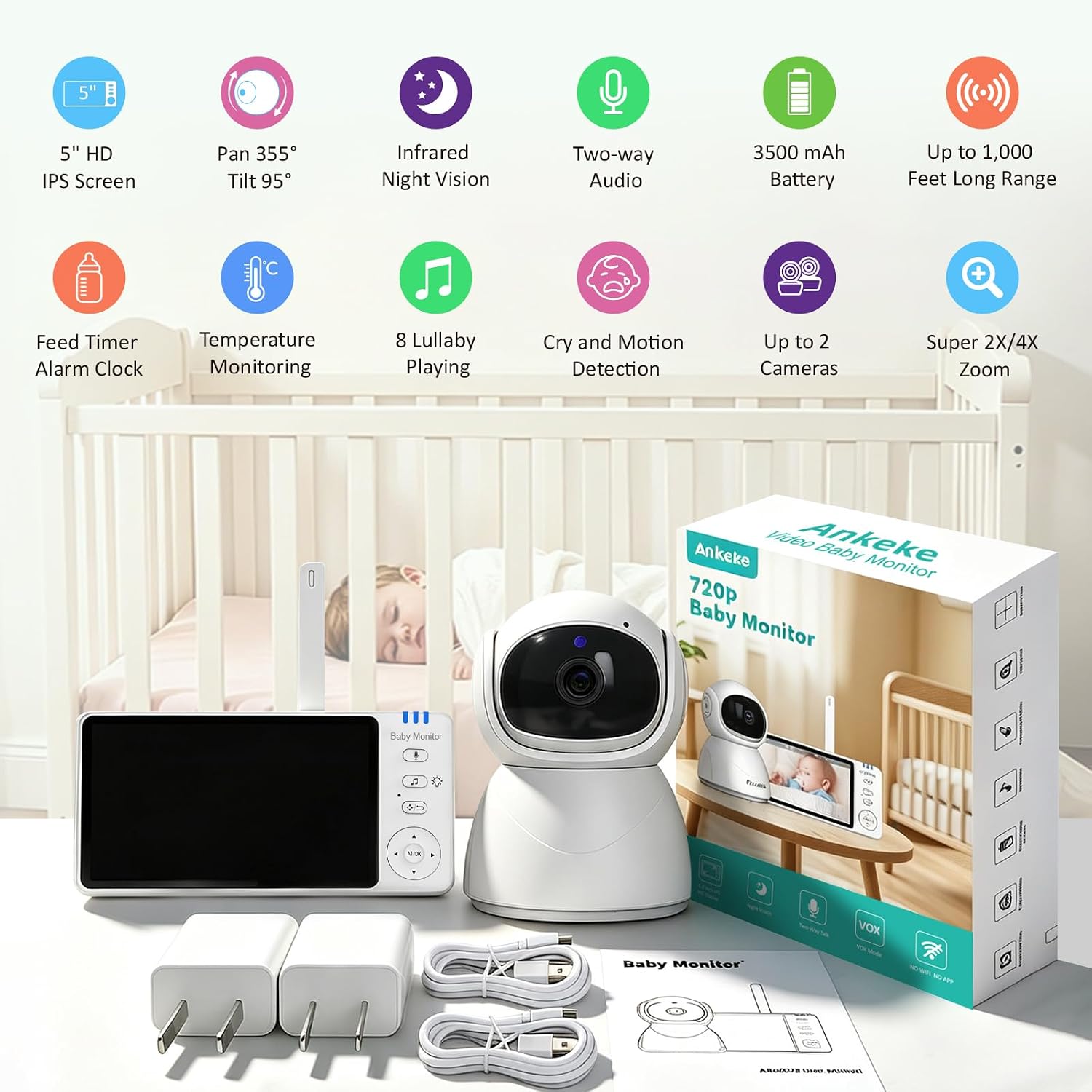 Detalle 2 de AnKeKe Baby Monitor with 5-Inch Screen