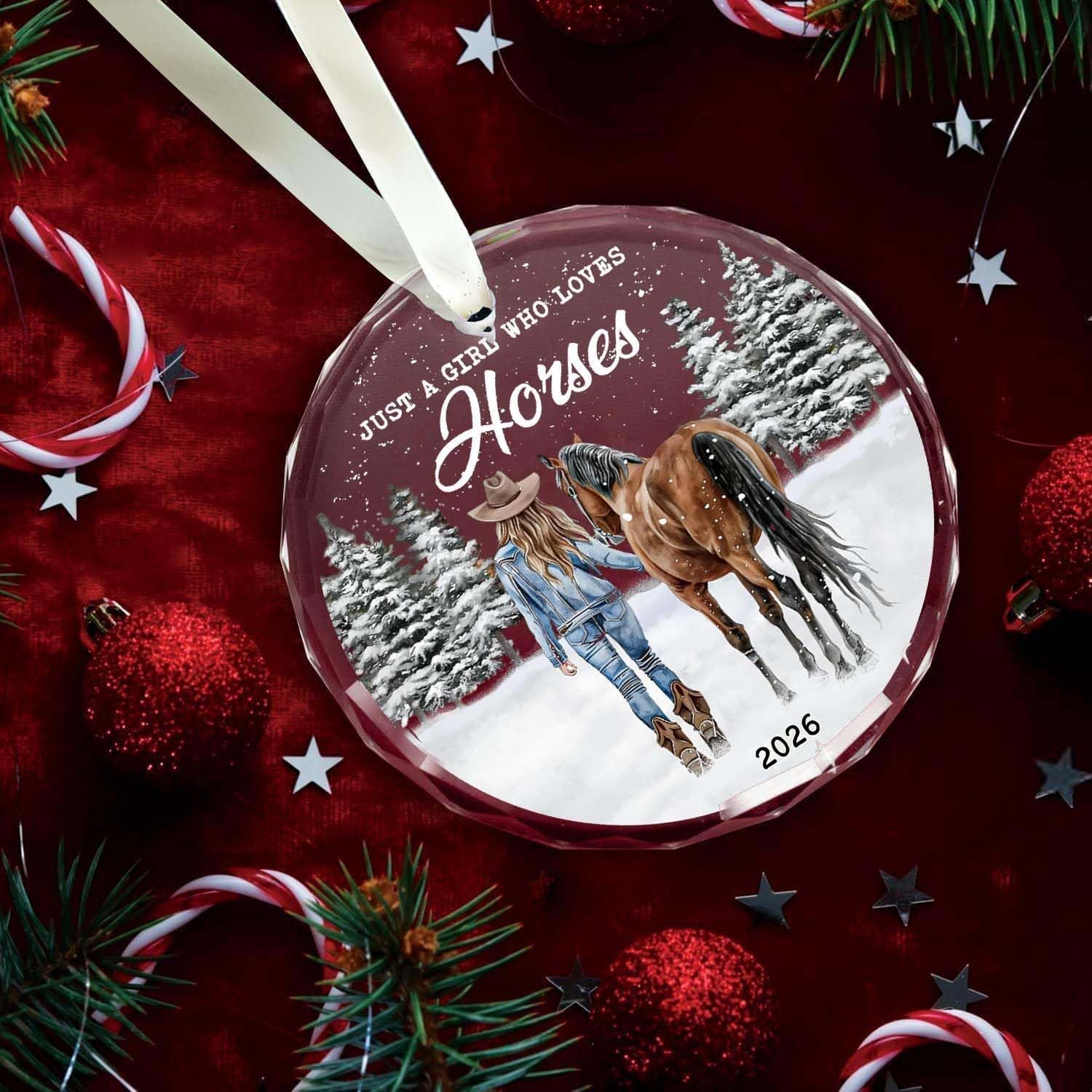 Detalle de Glass Horse Christmas Ornament 2026