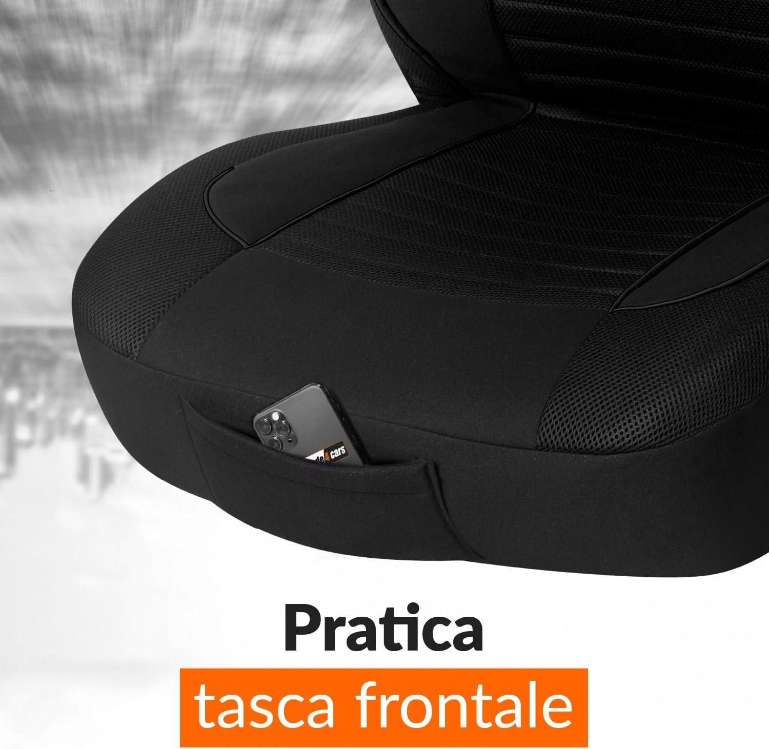 Detalle 2 de Upgrade4cars Coprisedili Auto Universale Nero 9 pezzi