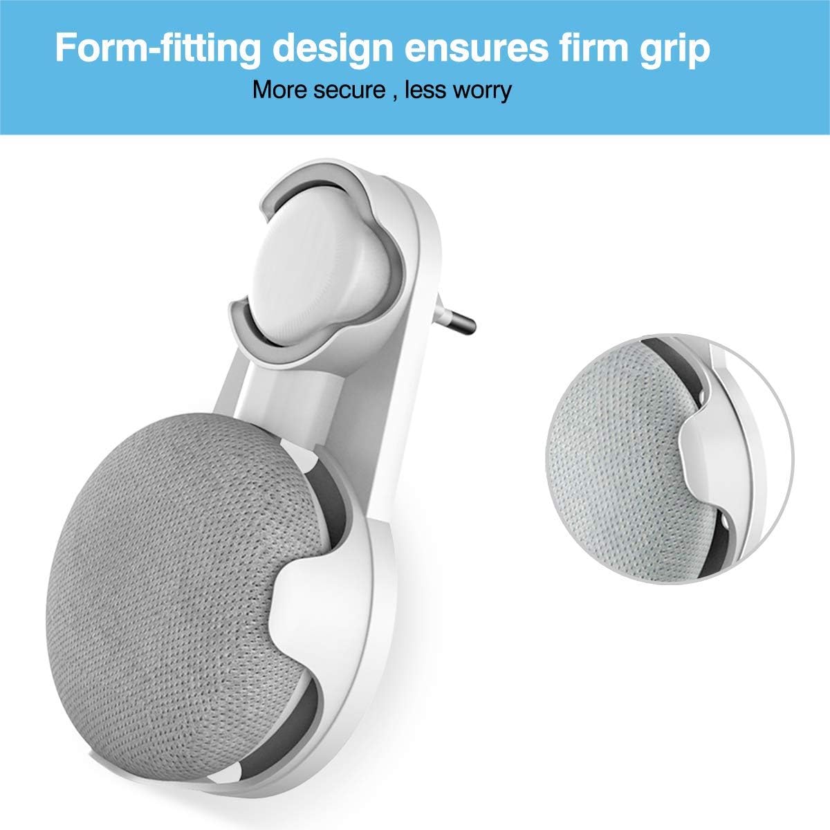 Thumbnail 3 de Wandhalterung für Google Home Mini & Nest Mini – Cozycase mit integriertem Kabelmanagement (Weiß+Grau)